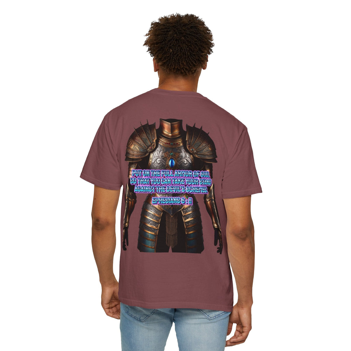 Religious Graphic Tee with Armor Of God Design - Unisex Garment-Dyed T-shirt Printify