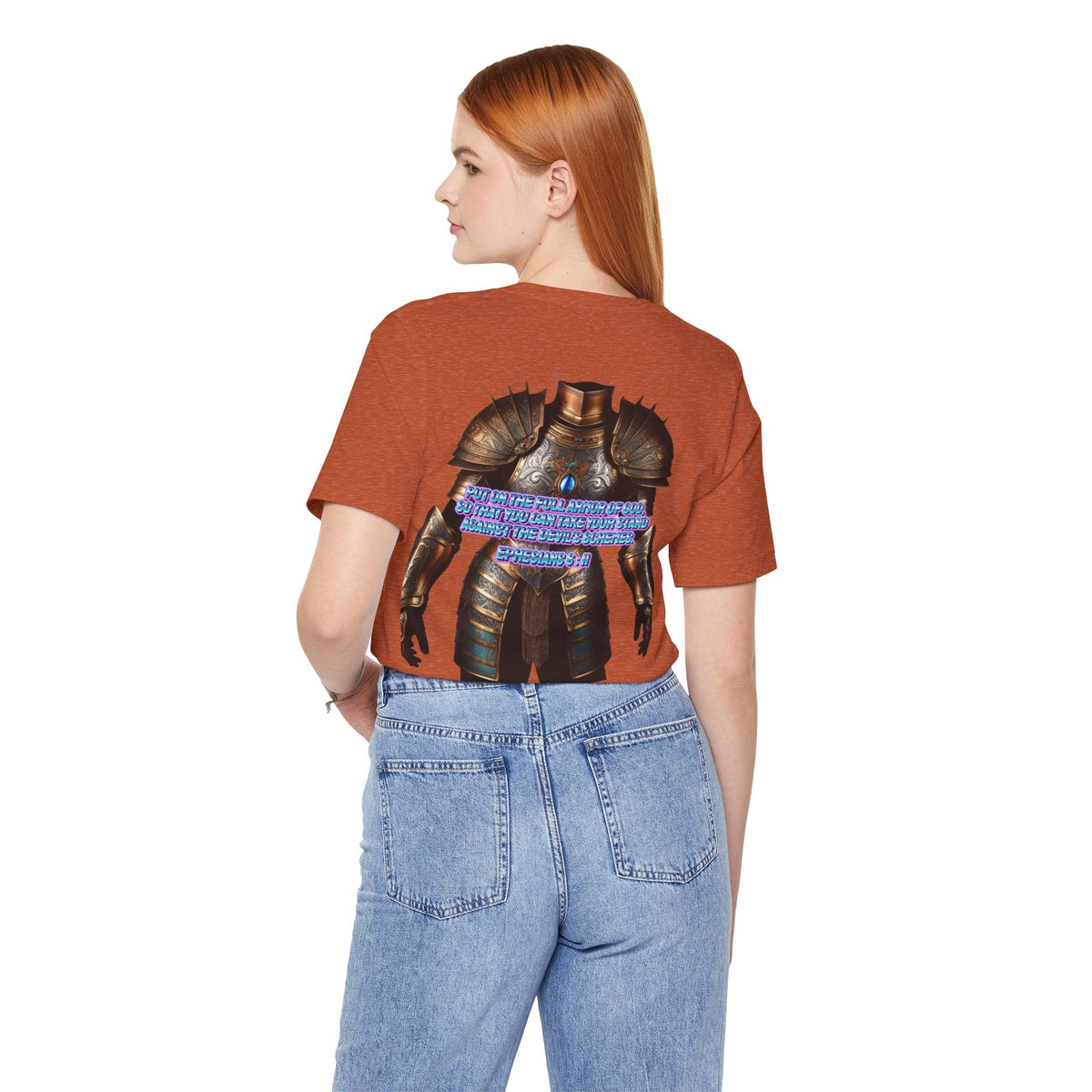 Religious Graphic Tee with Armor Of God Design Unisex Jersey Short Sleeve Tee Printify