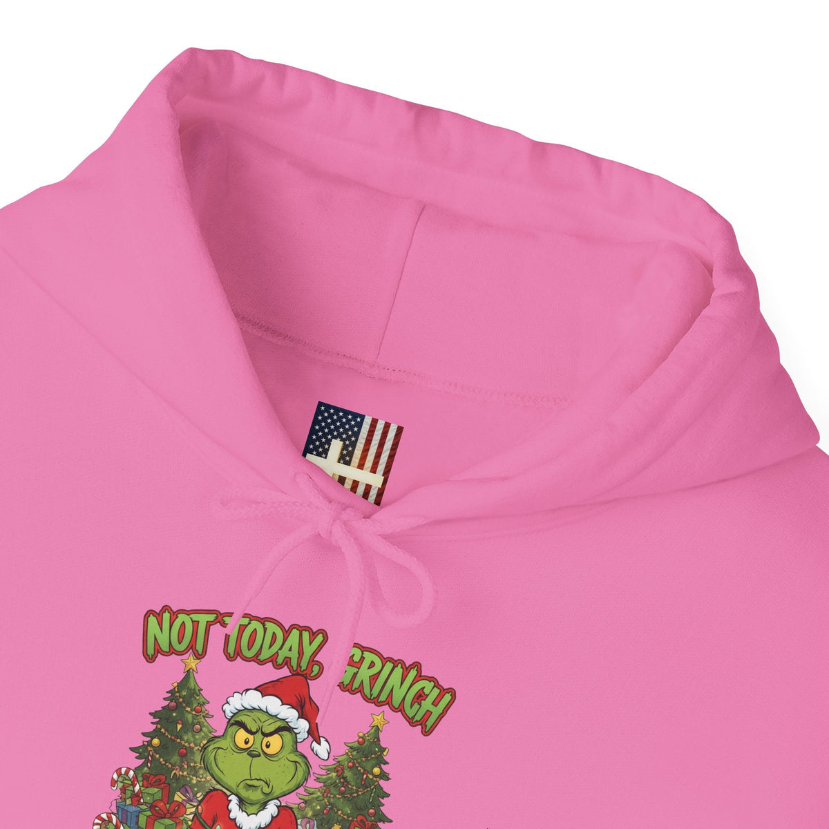 🎄 Not Today, Grinch – Jesus Saves | Funny Christian Christmas Hoodie | Sulking Grinch & Glowing Cross | Bold Neon Faith Tee by Uplifted Gear Printify