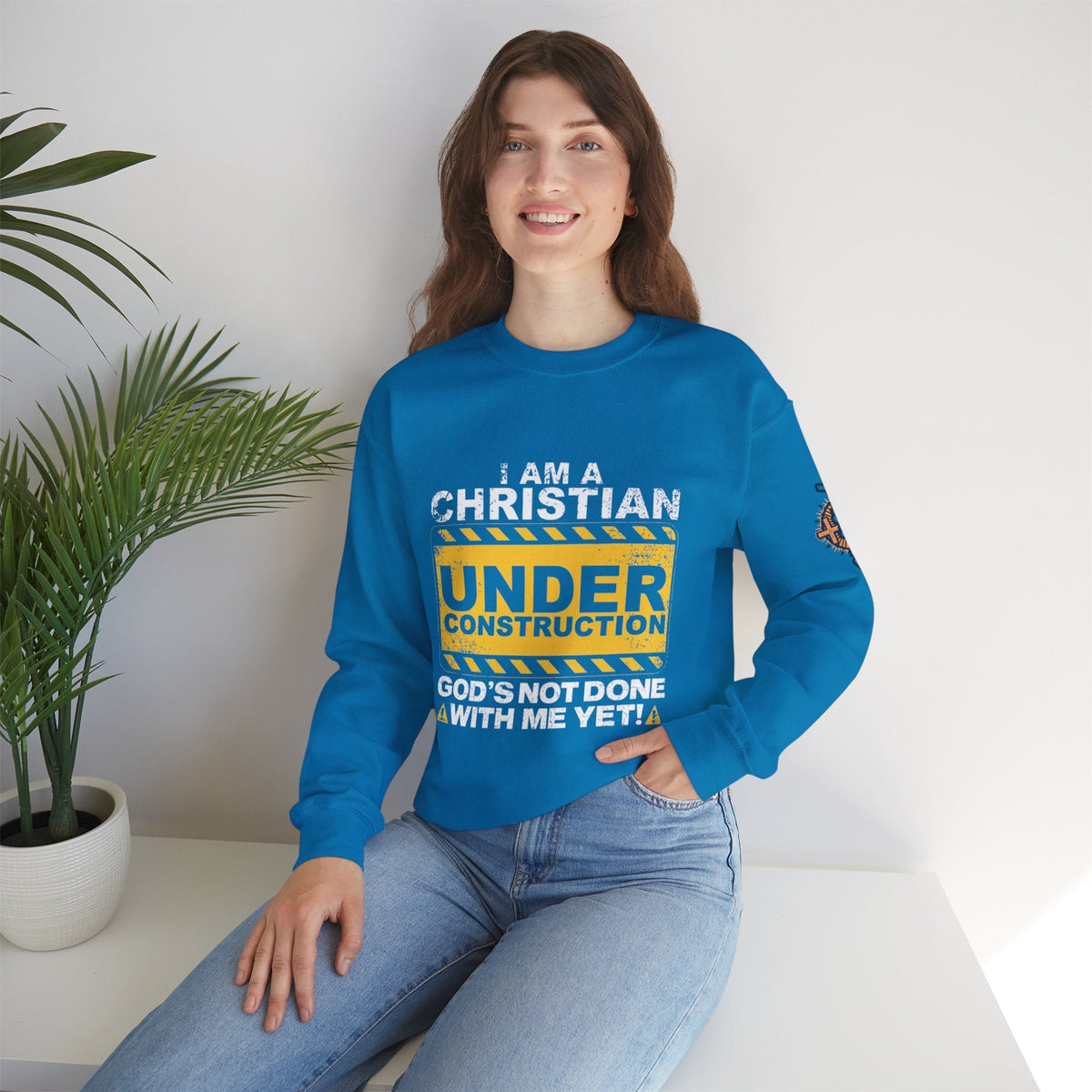 Christian Under Construction Sweatshirt | God Is Not Done With Me Yet Sweatshirt Printify