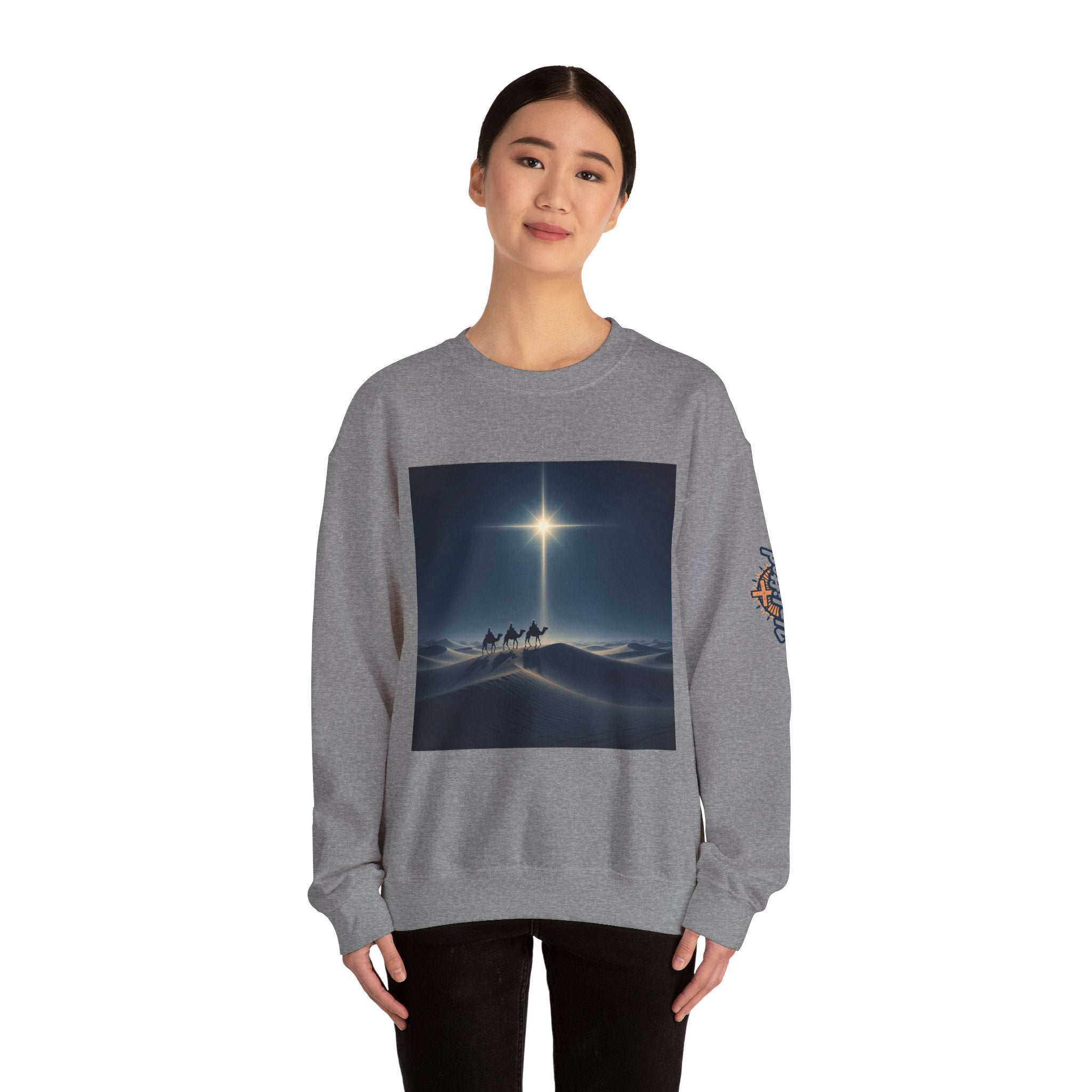 3 Wise Men Sweatshirt – Magi Camels Nativity Journey Christian Christmas Sweatshirt for Epiphany Faith & Holy Night Printify