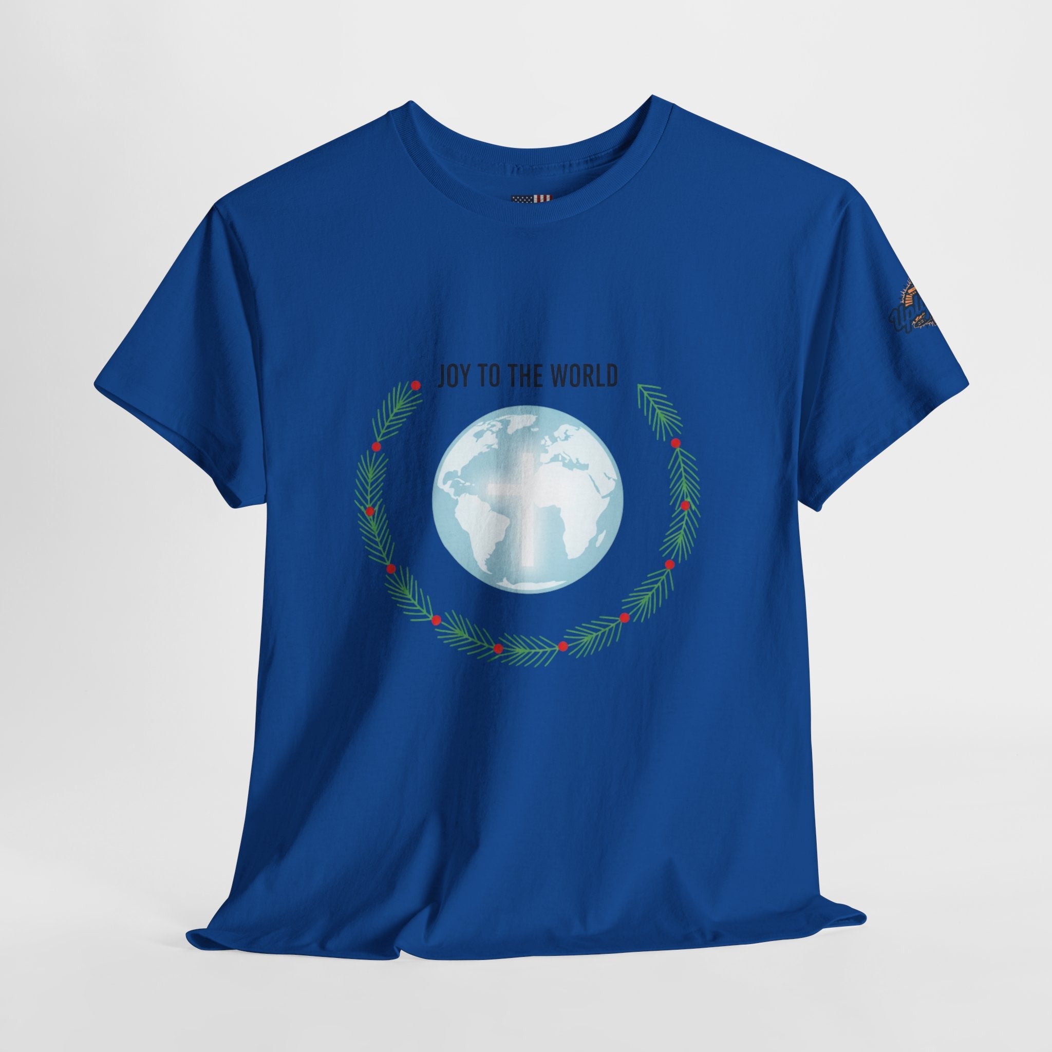 Joy to the World T-shirt – Wreath Earth Nativity Christian Christmas T-shirt for Isaiah 9:6 Holiday Faith & Festive Joy Printify