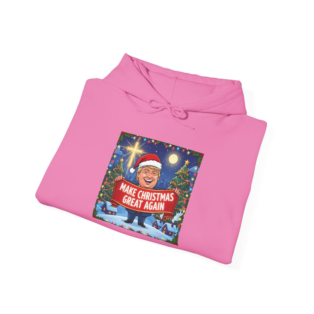 🎄 Make Christmas Great Again – Patriotic Christian Christmas Hoodie | Bold Holiday Faith Tee | Red & White Banner Design | Uplifted Gear Printify