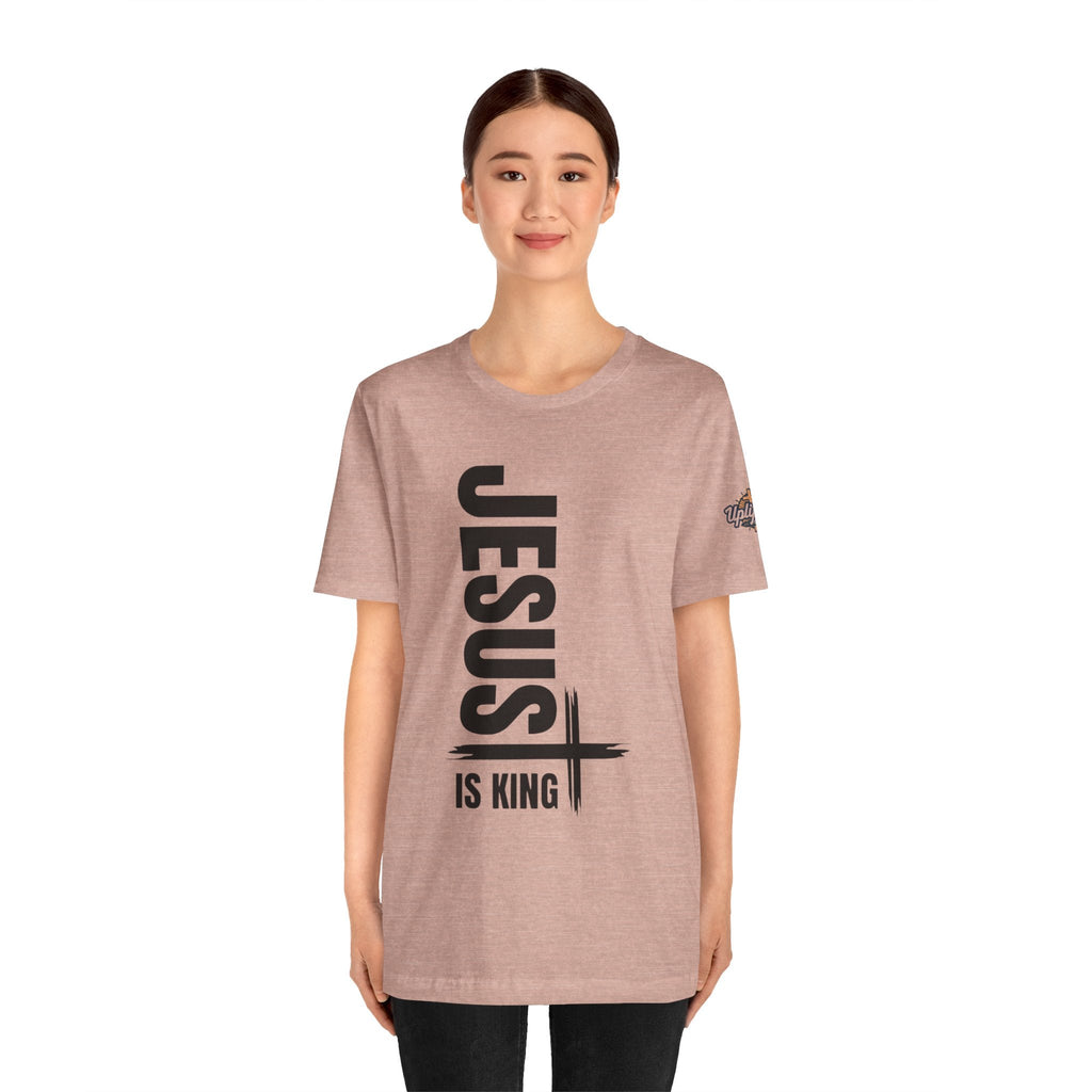 Jesus Is King T-shirt | Modern Typographic Cross Christian T-shirt Printify