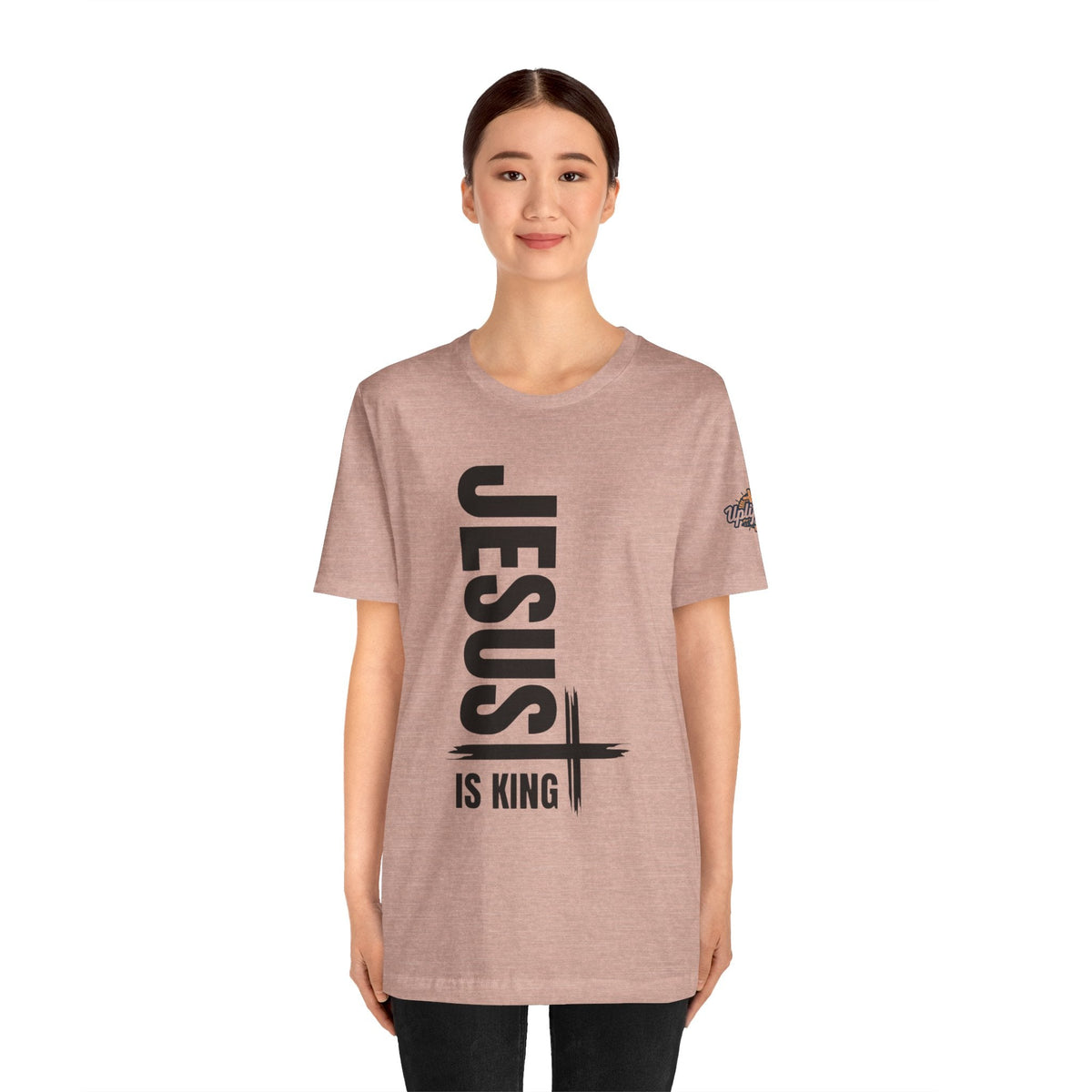 Jesus Is King T-shirt | Modern Typographic Cross Christian T-shirt Printify
