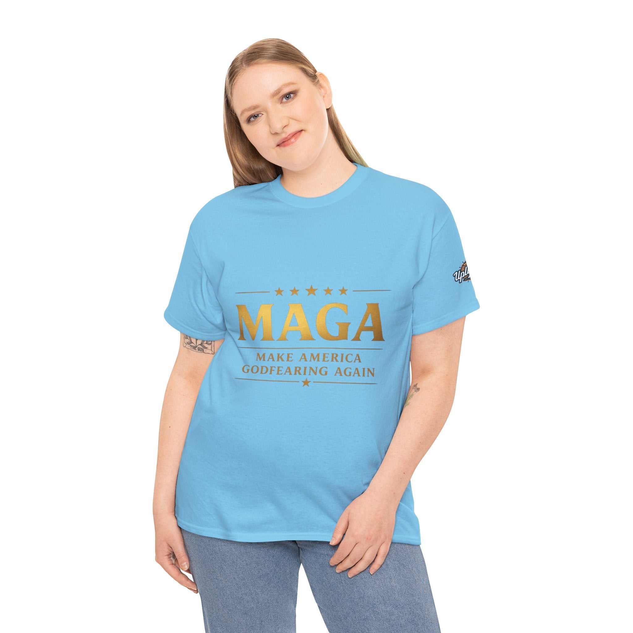 MAGA Gold Letter T-Shirt — "Make America Great Again" Printify