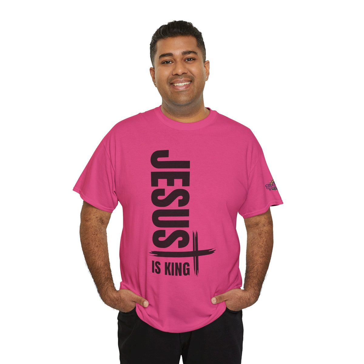 Jesus Is King T-shirt | Modern Typographic Cross Christian T-shirt Printify