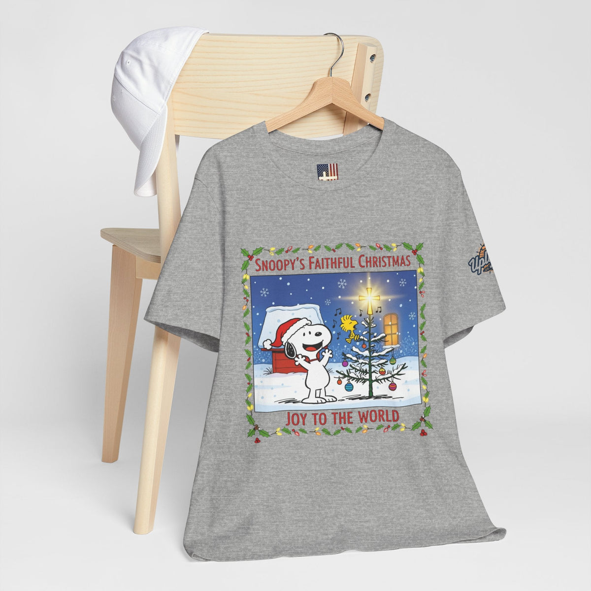 🎄 Faithful Christmas Friends – Christian Holiday T-Shirt | Festive Tree & Cartoon Duo | Heartwarming Christmas Tee by Uplifted Gear Printify