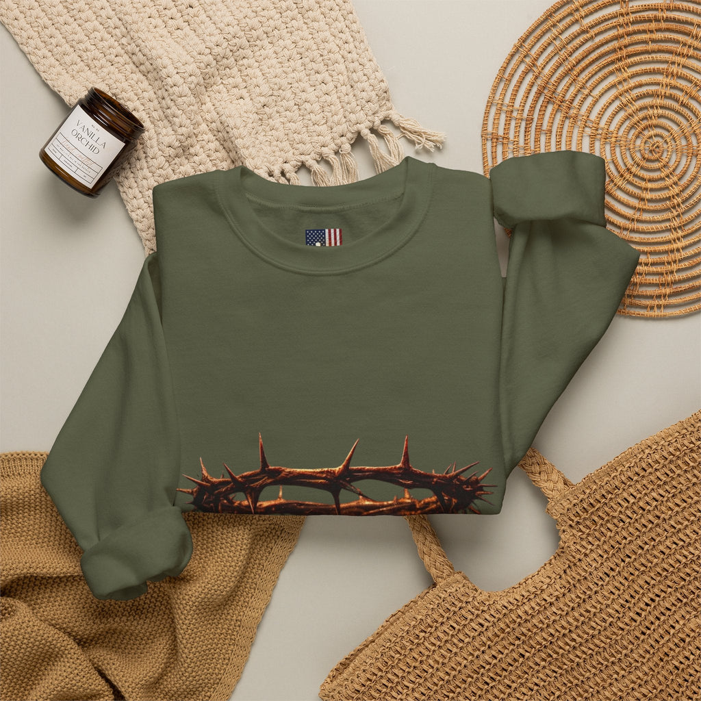 It Is Finished Crown of Thorns Sweatshirt — Christian John 19:30 Faith Sweatshirt Printify