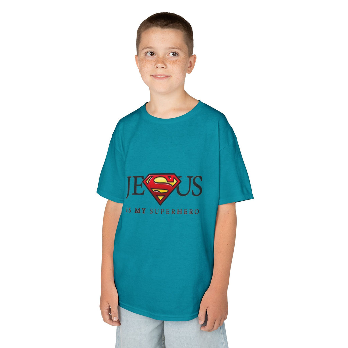 Jesus Is My Superhero T-Shirt — Faith-Based Superman-Inspired Tee Printify
