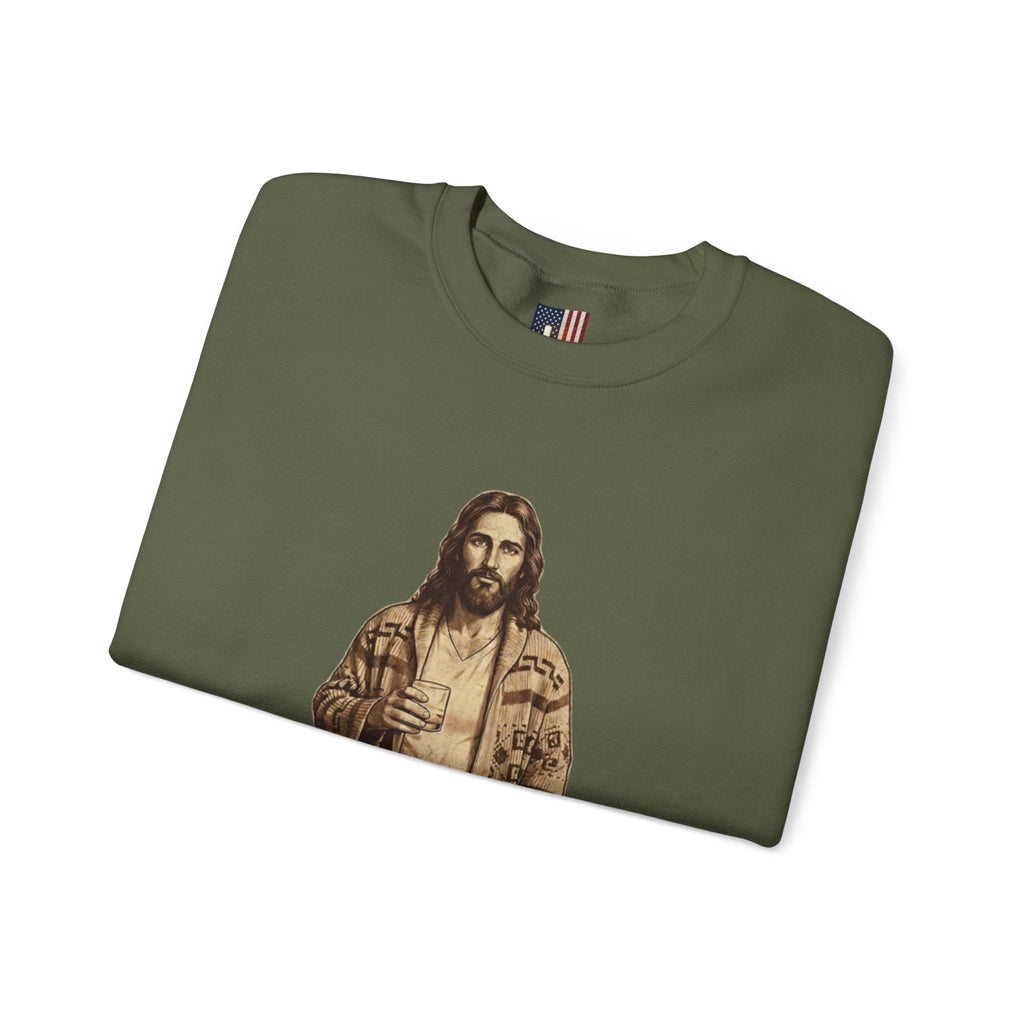 Abide Jesus Sweatshirt — Vintage 'The Dude' Religious Graphic Sweatshirt Printify