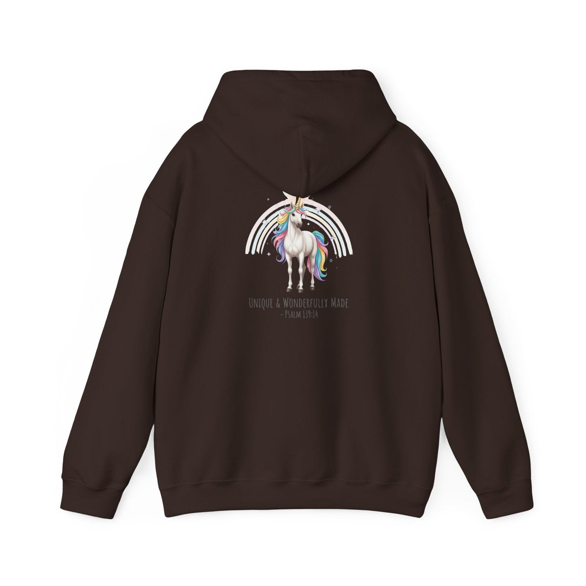 Unique Unicorn Hoodie – Rainbow Cross Psalm 139:14 Christian Hoodie for Wonderfully Made Printify
