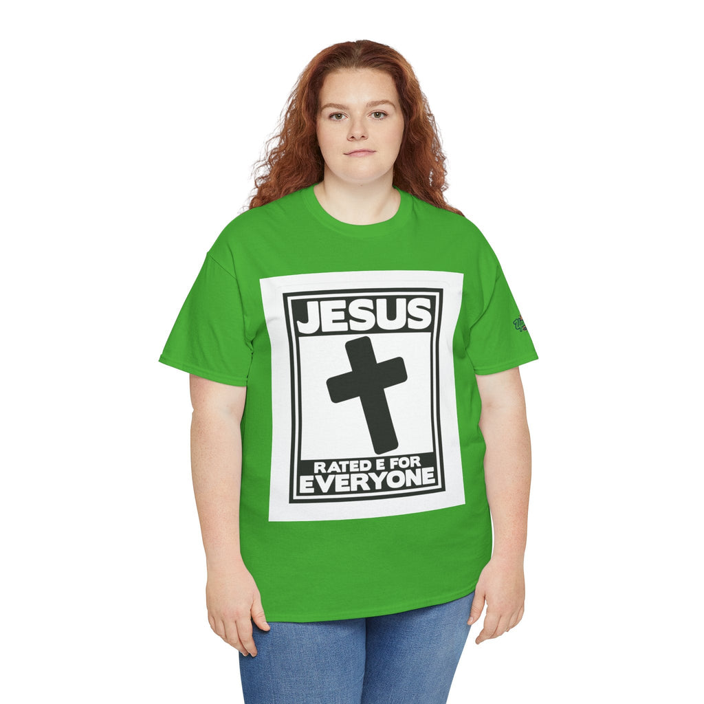 Jesus, Rated E for Everyone T-shirt - Gamer Faith T-shirt - Christian Video Game Parody Printify