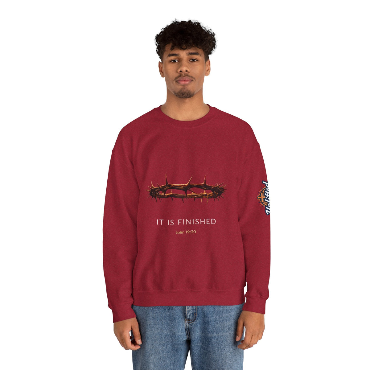 It Is Finished Crown of Thorns Sweatshirt — Christian John 19:30 Faith Sweatshirt Printify