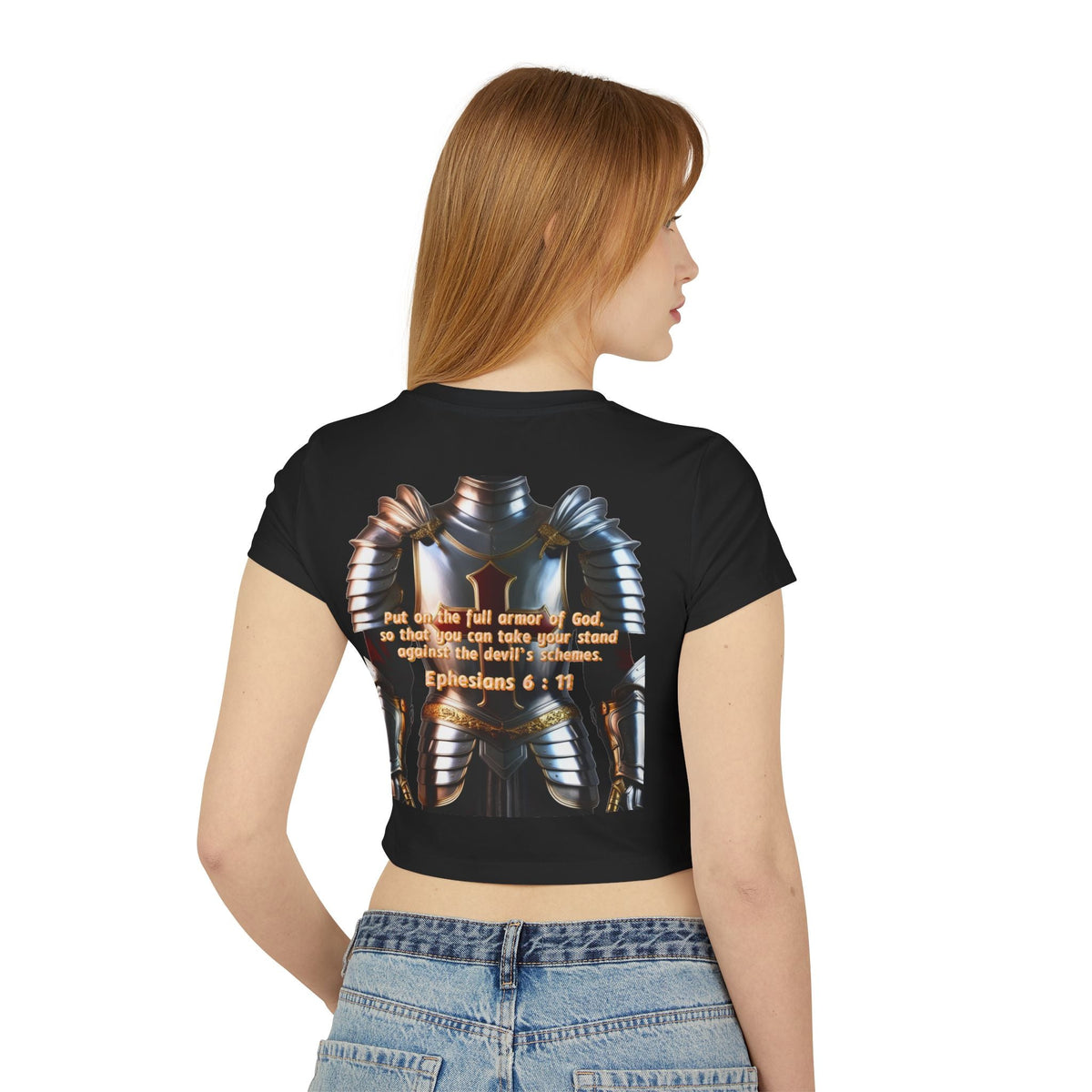 Women's Baby Tee - Ephesians 6:11 Bible Verse Religious Design Printify