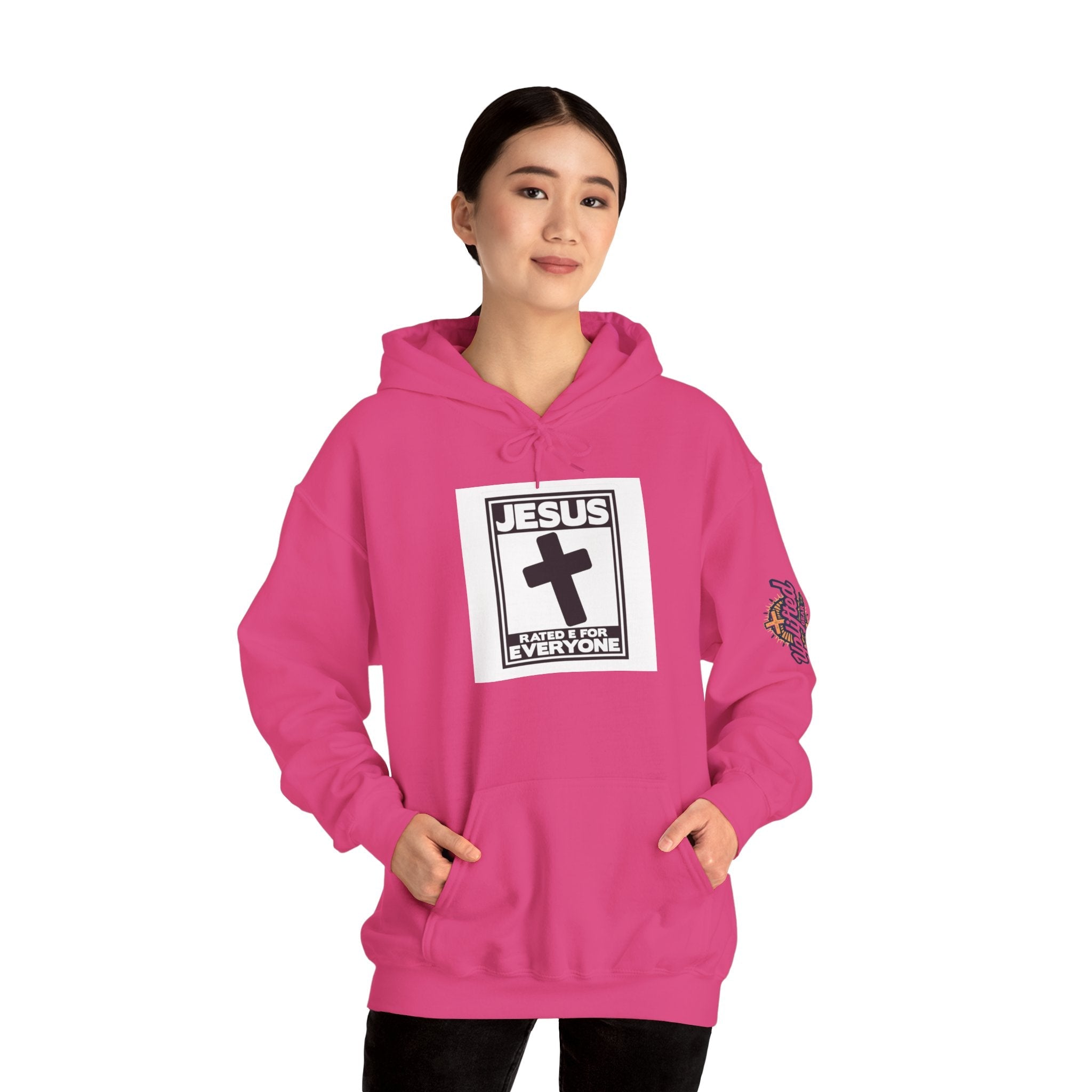 Jesus, Rated E for Everyone Hoodie - Gamer Faith Hoodie - Christian Video Game Parody Printify