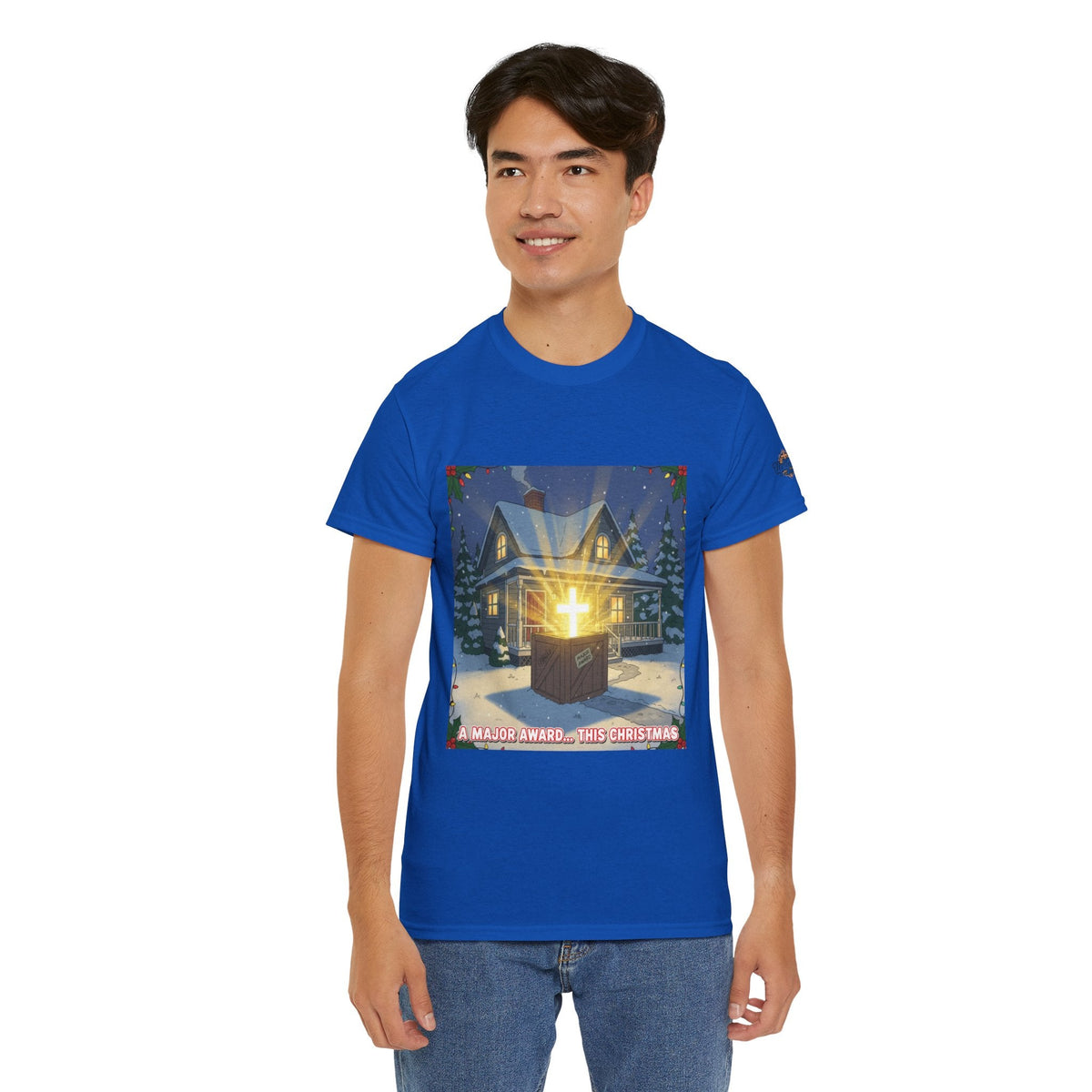A Major Award This Christmas T-shirt – Fragile Leg Lamp Parody Cross Unboxing Christian T-shirt for Hilarious Faith & Holiday Glow Printify