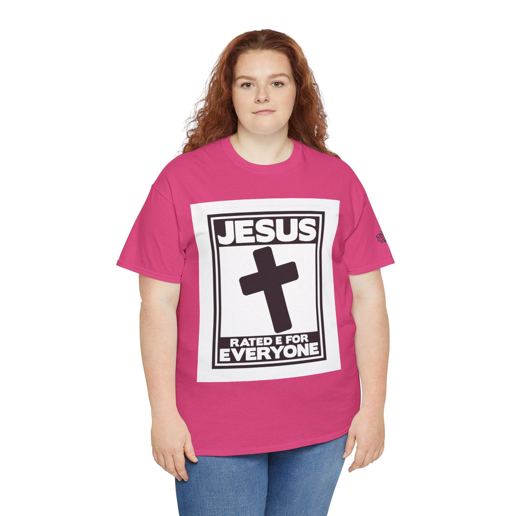 Jesus, Rated E for Everyone T-shirt - Gamer Faith T-shirt - Christian Video Game Parody Printify