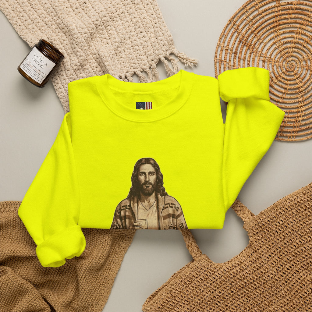 Abide Jesus Sweatshirt — Vintage 'The Dude' Religious Graphic Sweatshirt Printify