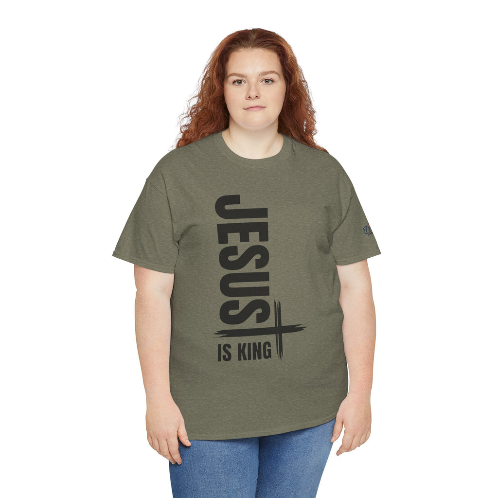 Jesus Is King T-shirt | Modern Typographic Cross Christian T-shirt Printify