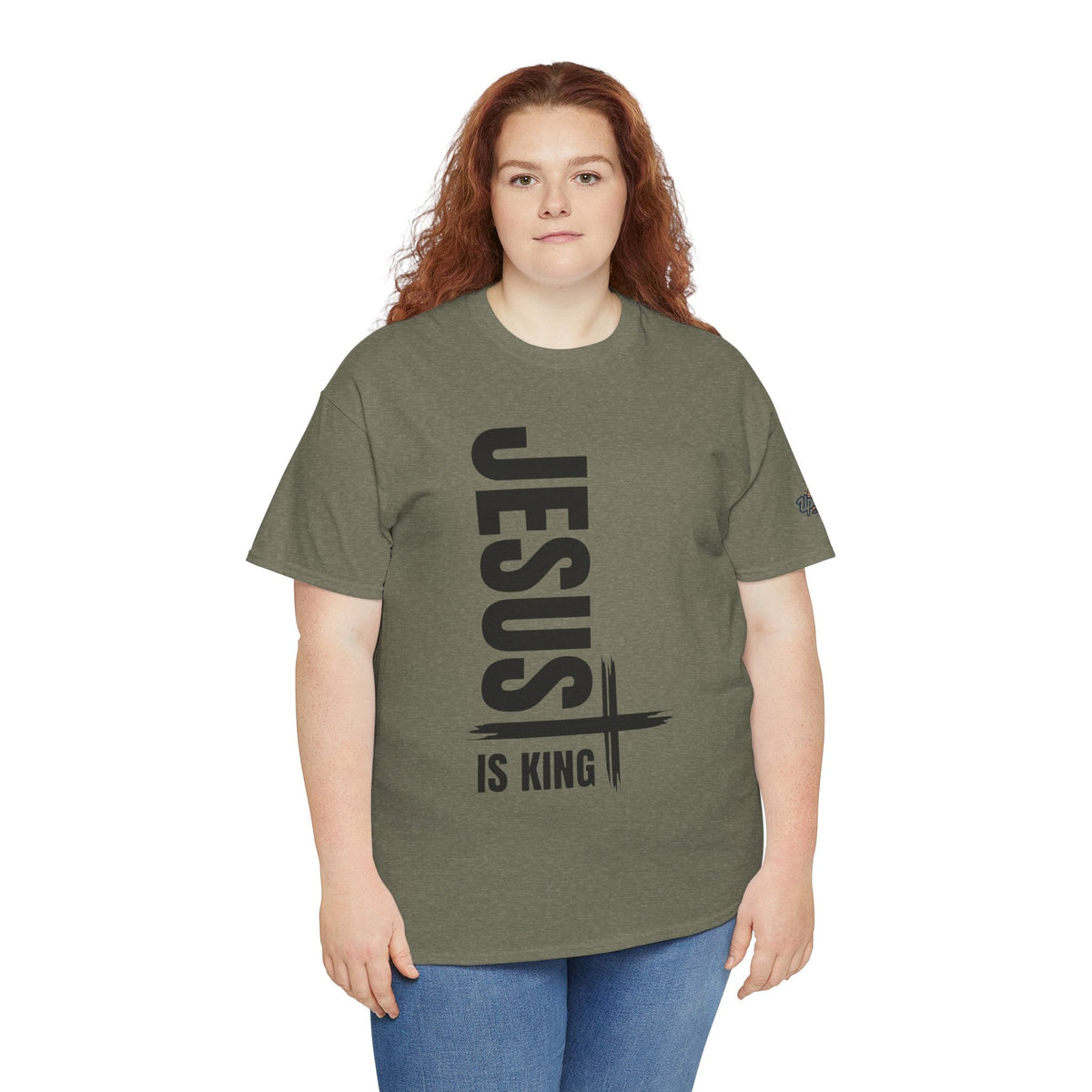 Jesus Is King T-shirt | Modern Typographic Cross Christian T-shirt Printify