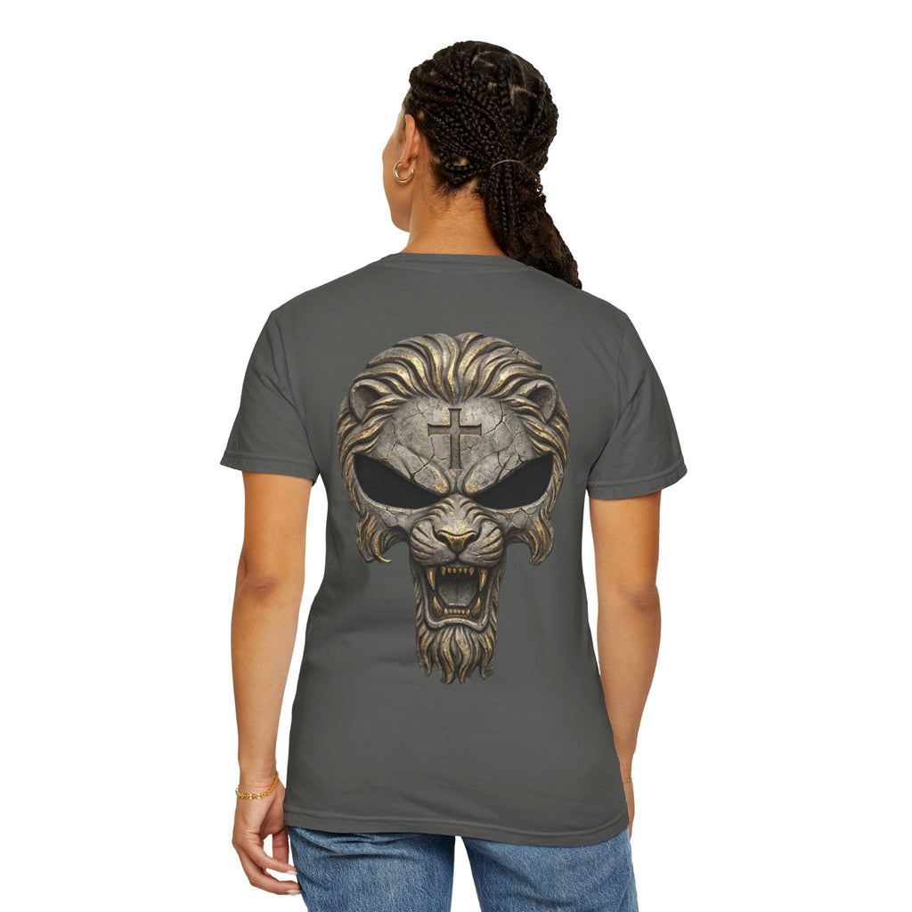 Lion of Judah Skull Christian T-shirt - Warrior Faith Cross T-shirt Printify