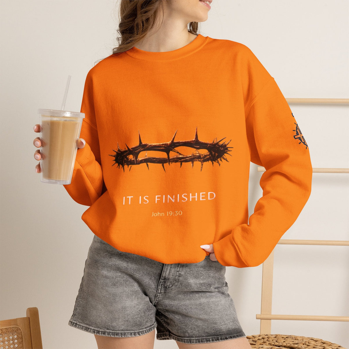 It Is Finished Crown of Thorns Sweatshirt — Christian John 19:30 Faith Sweatshirt Printify