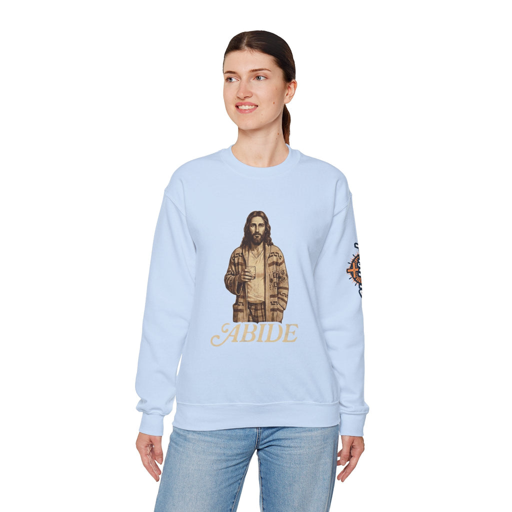 Abide Jesus Sweatshirt — Vintage 'The Dude' Religious Graphic Sweatshirt Printify