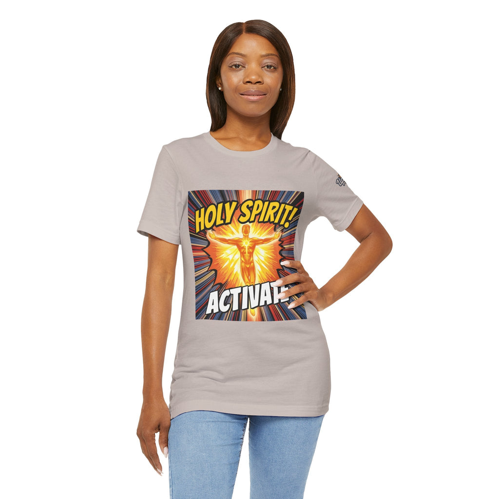 Holy Spirit Activate T-shirt – Superhero Christian T-shirt with Vibrant Power-Up Design for Faith-Fueled Boldness Printify