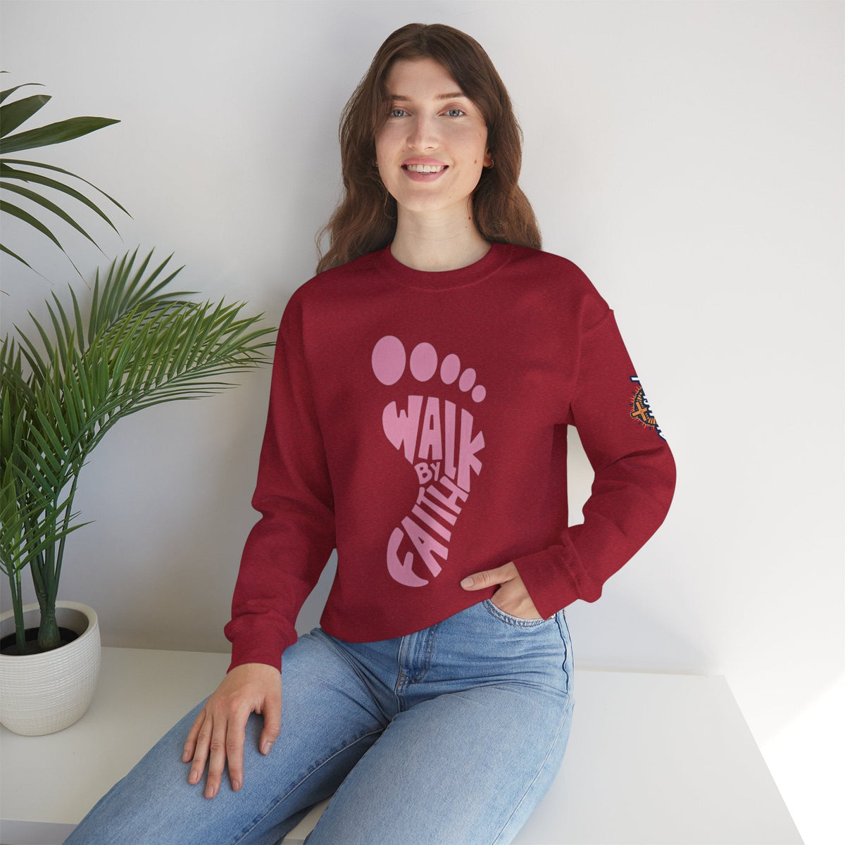 Walk By Faith Footprint Sweatshirt Printify
