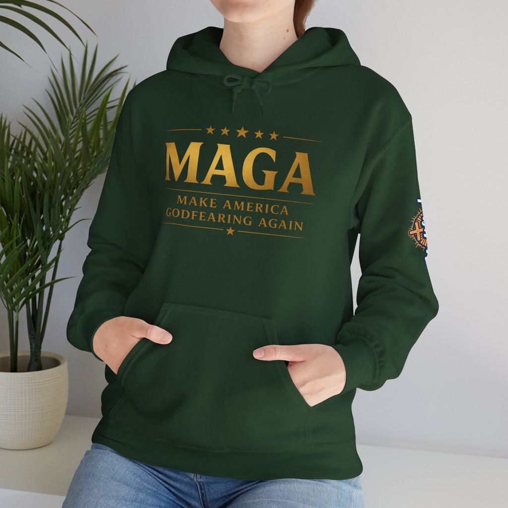 Hoodie - MAGA "Make America Godfearing Again" Political Graphic Hoodie Printify
