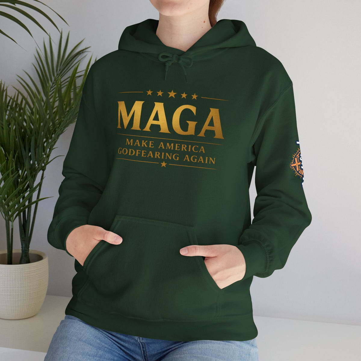 Hoodie - MAGA "Make America Godfearing Again" Political Graphic Hoodie Printify