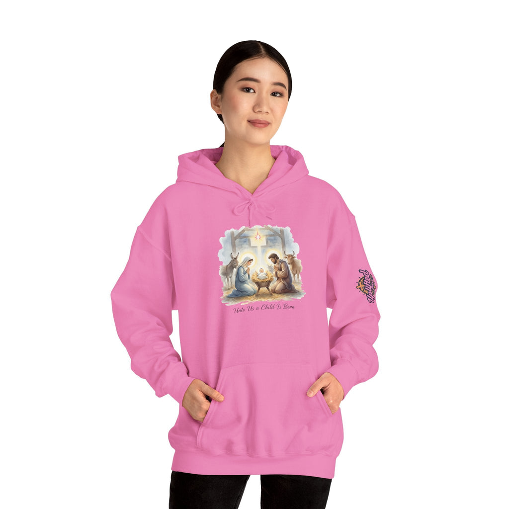 Unto Us a Child is Born Hoodie – Isaiah 9:6 Nativity Manger Scene Christian Christmas Sweatshirt for Holy Night Faith Printify