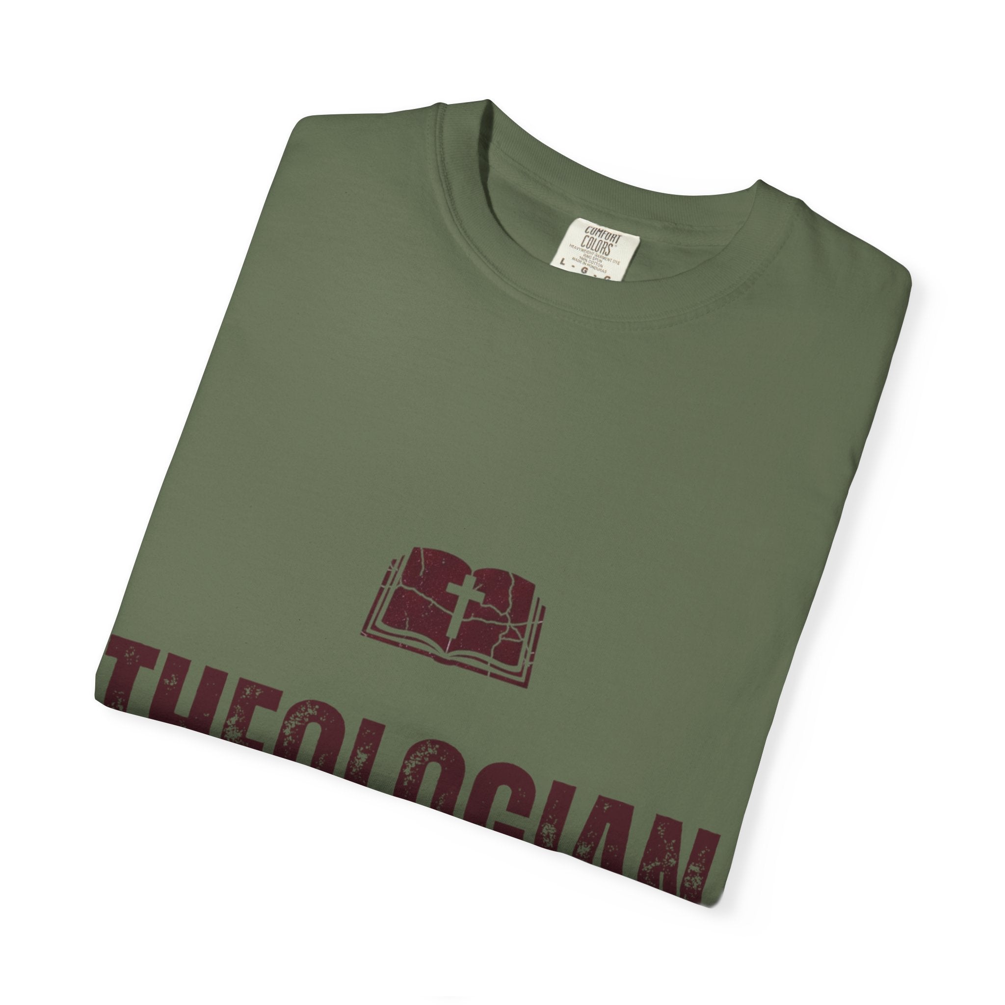 Theologian in Training T-Shirt – Open Bible & Cross Christian Tee for Faithful Learners Printify