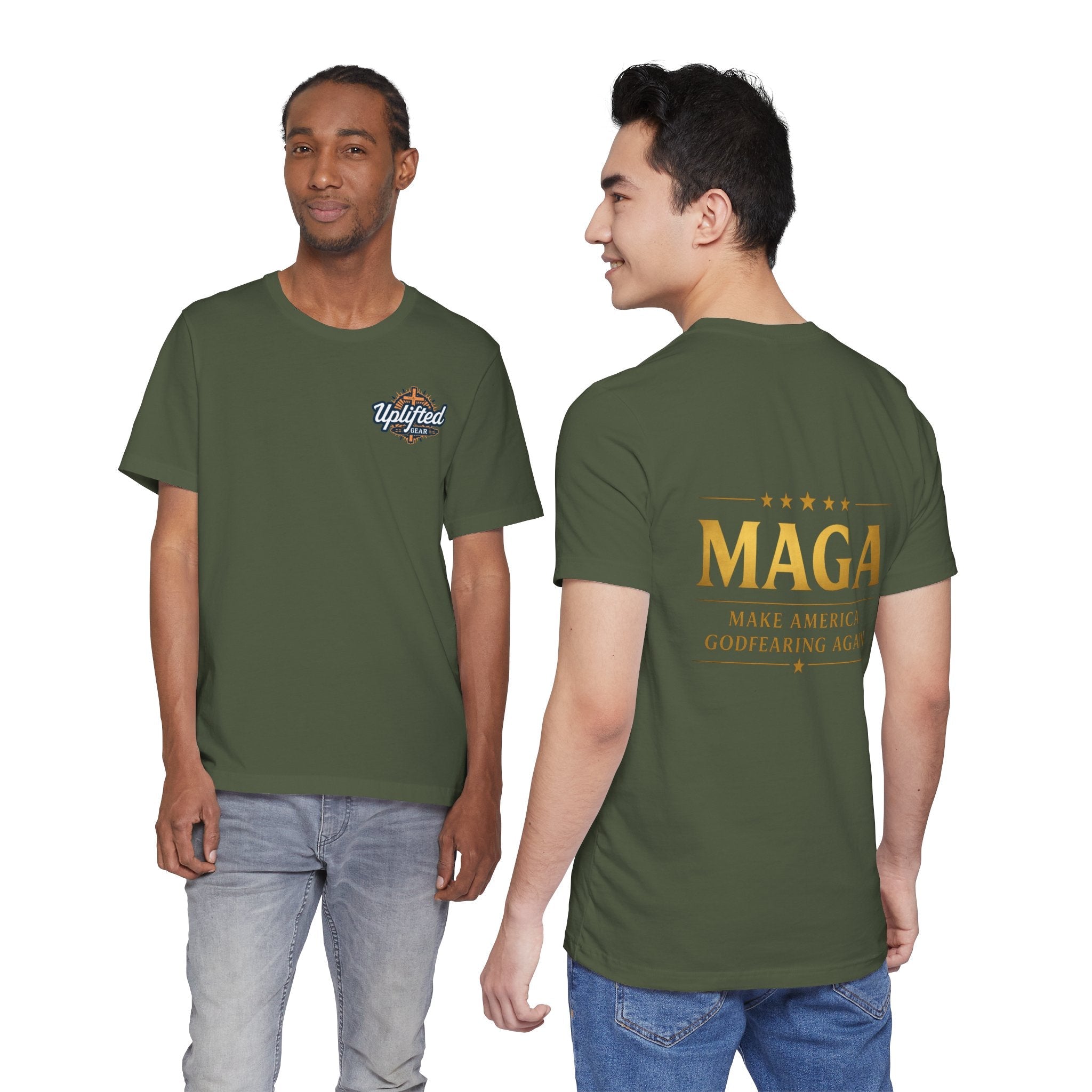 MAGA Gold Letter T-Shirt — "Make America Great Again" Printify