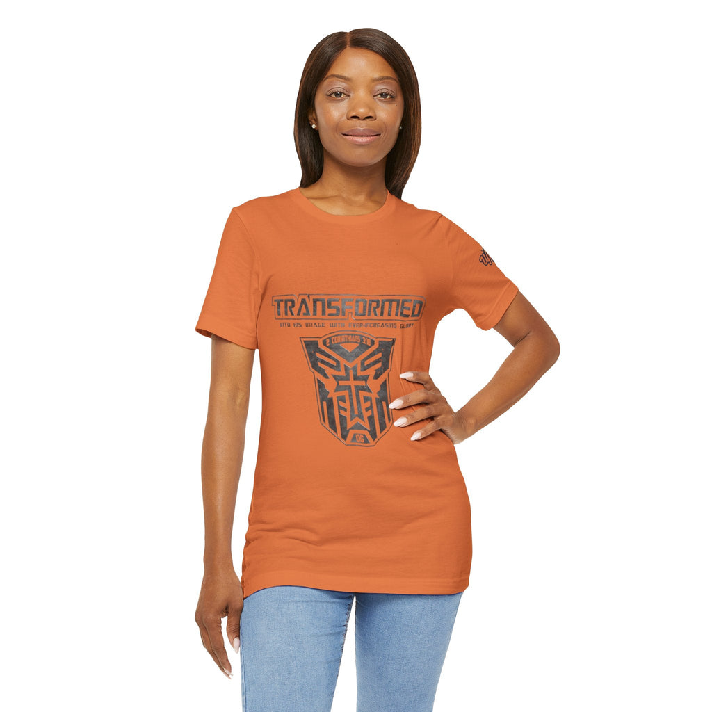 Transformer Logo Christian T-shirt | 2 Corinthians 3:18 Bible Verse T-shirt Printify