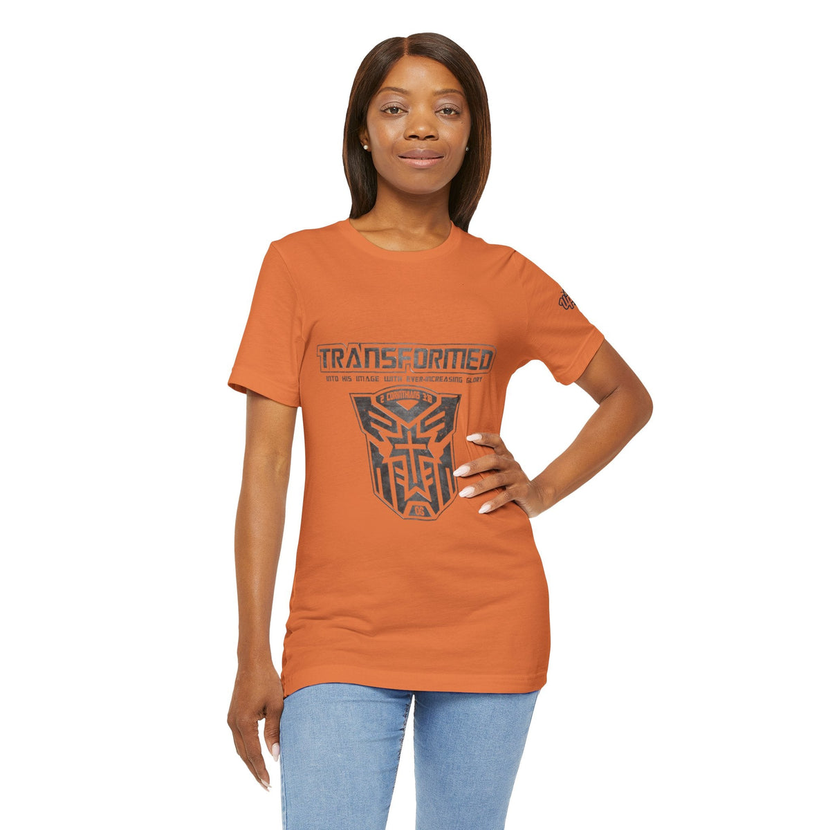 Transformer Logo Christian T-shirt | 2 Corinthians 3:18 Bible Verse T-shirt Printify