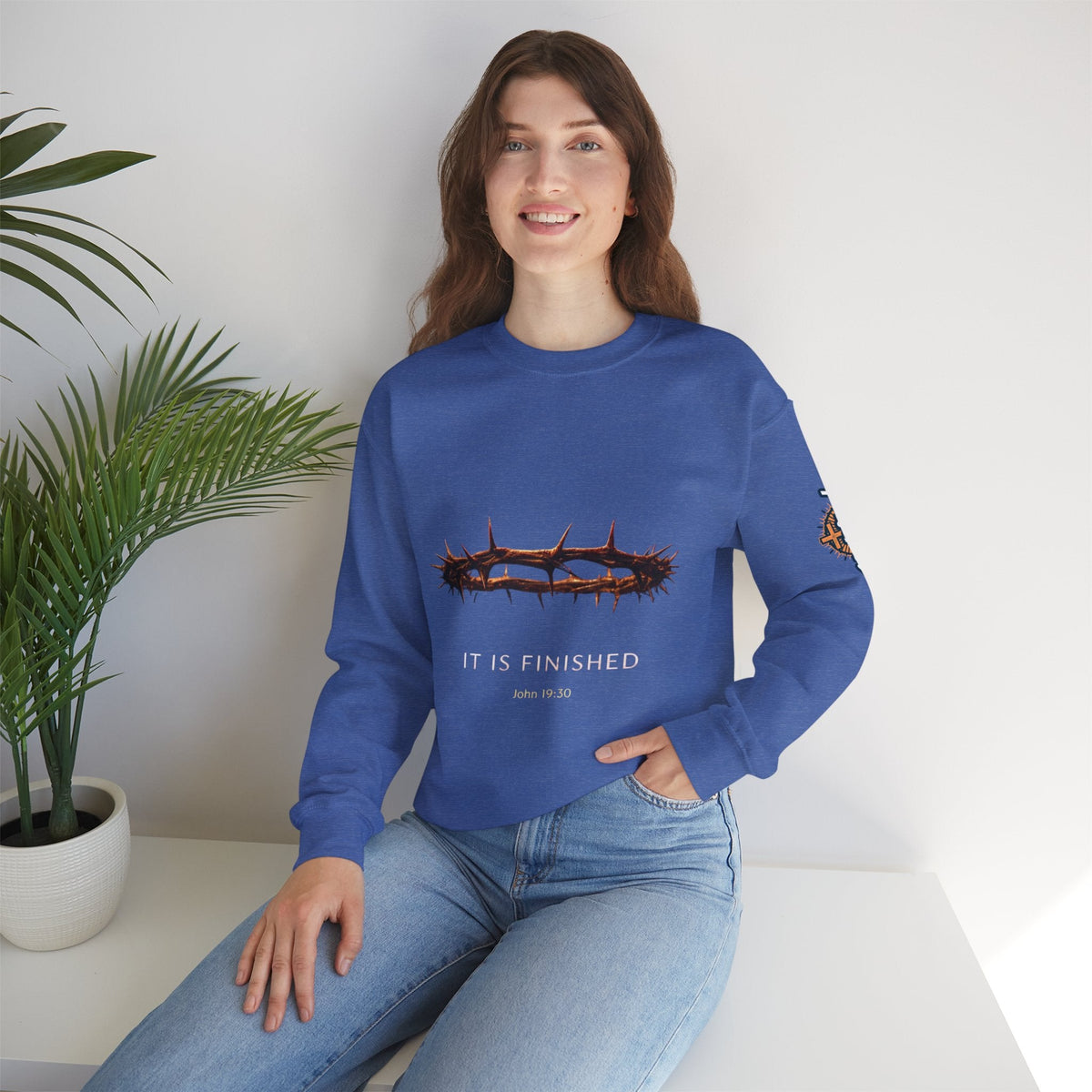 It Is Finished Crown of Thorns Sweatshirt — Christian John 19:30 Faith Sweatshirt Printify