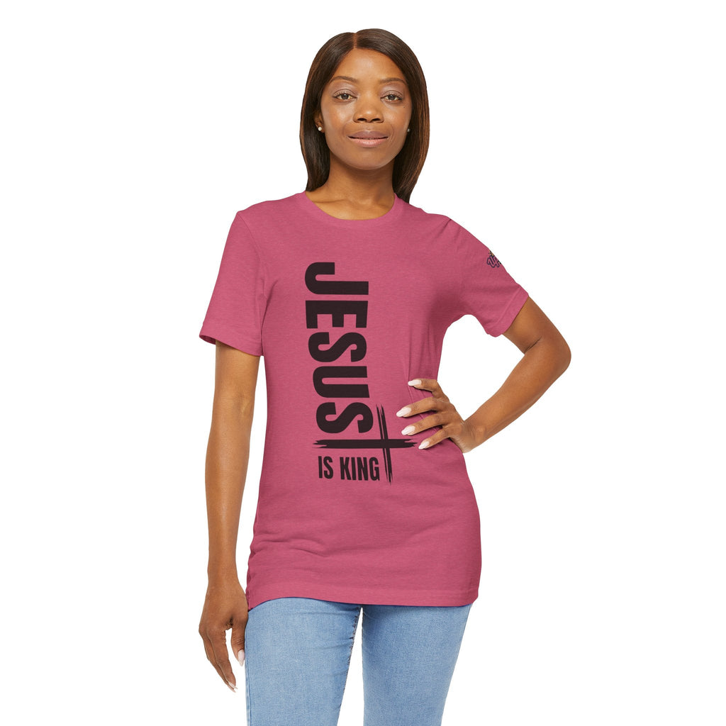 Jesus Is King T-shirt | Modern Typographic Cross Christian T-shirt Printify