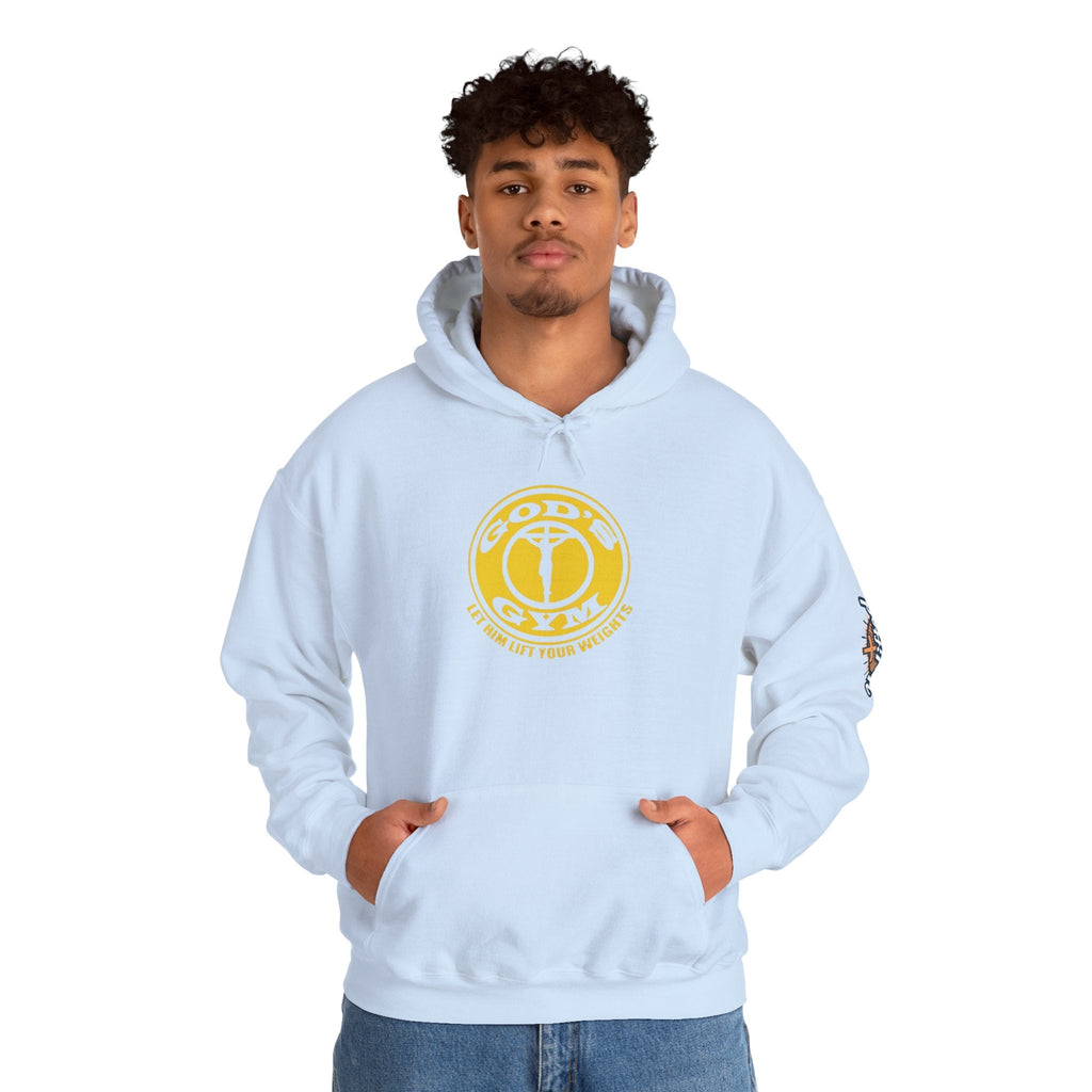 God's Gym Hoodie — "Let Him Lift Your Weights" Christian Fitness Hoodie Printify