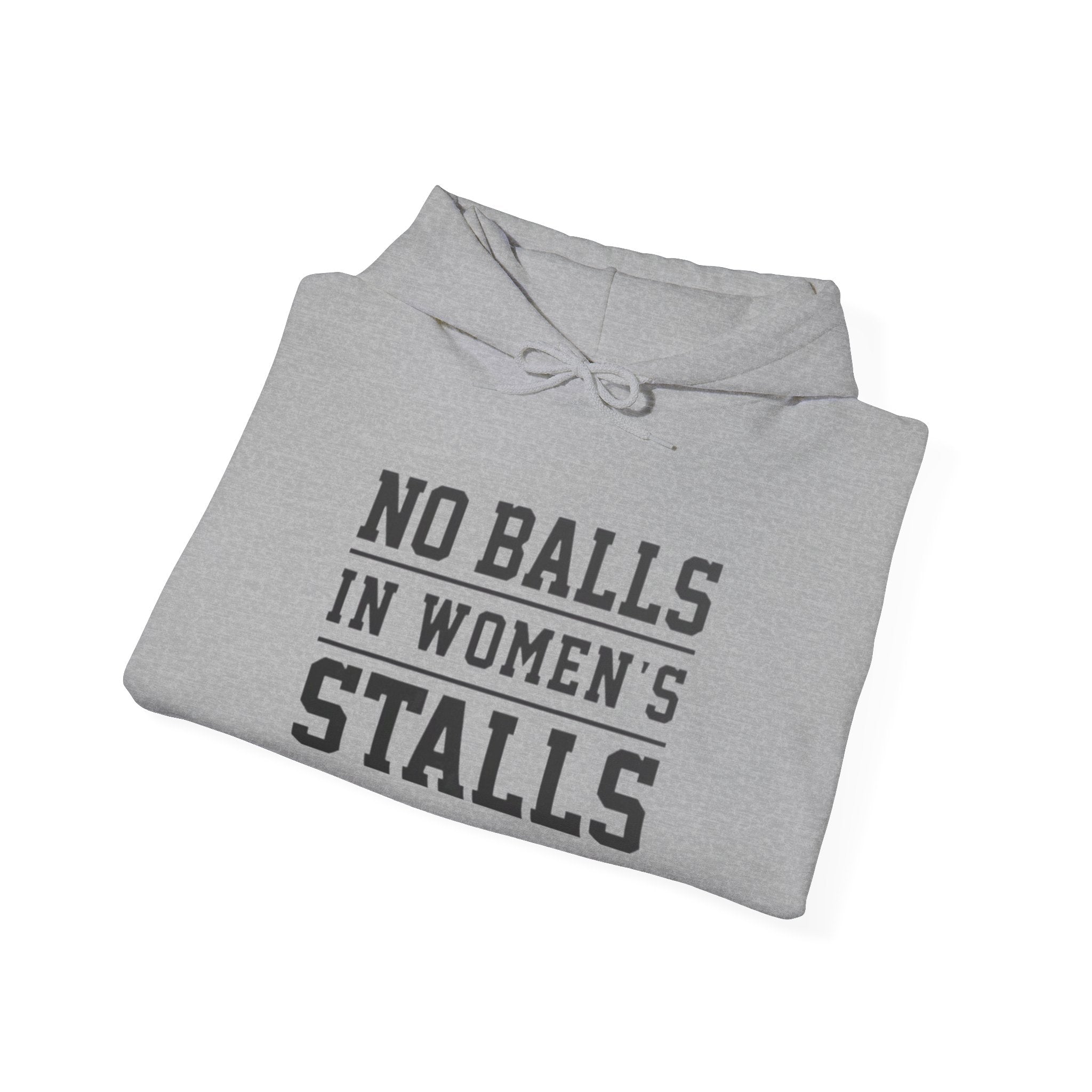 "No Balls in Women's Stalls" Statement Hoodie — Protest Sweatshirt Printify