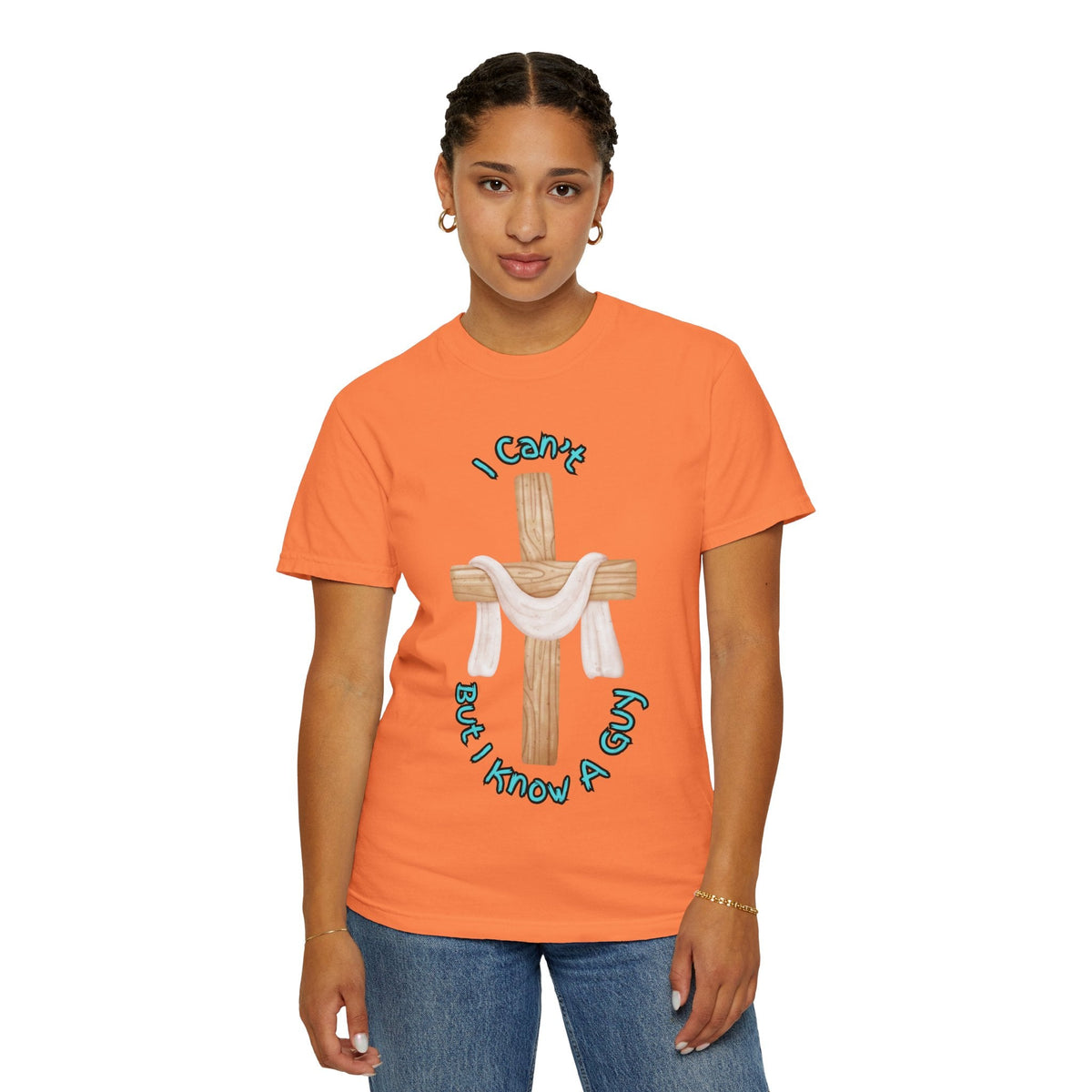 I Can’t, But I Know a Guy T-Shirt – Jesus Cross Christian Tee for Faithful Humor Printify