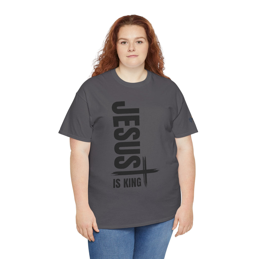 Jesus Is King T-shirt | Modern Typographic Cross Christian T-shirt Printify