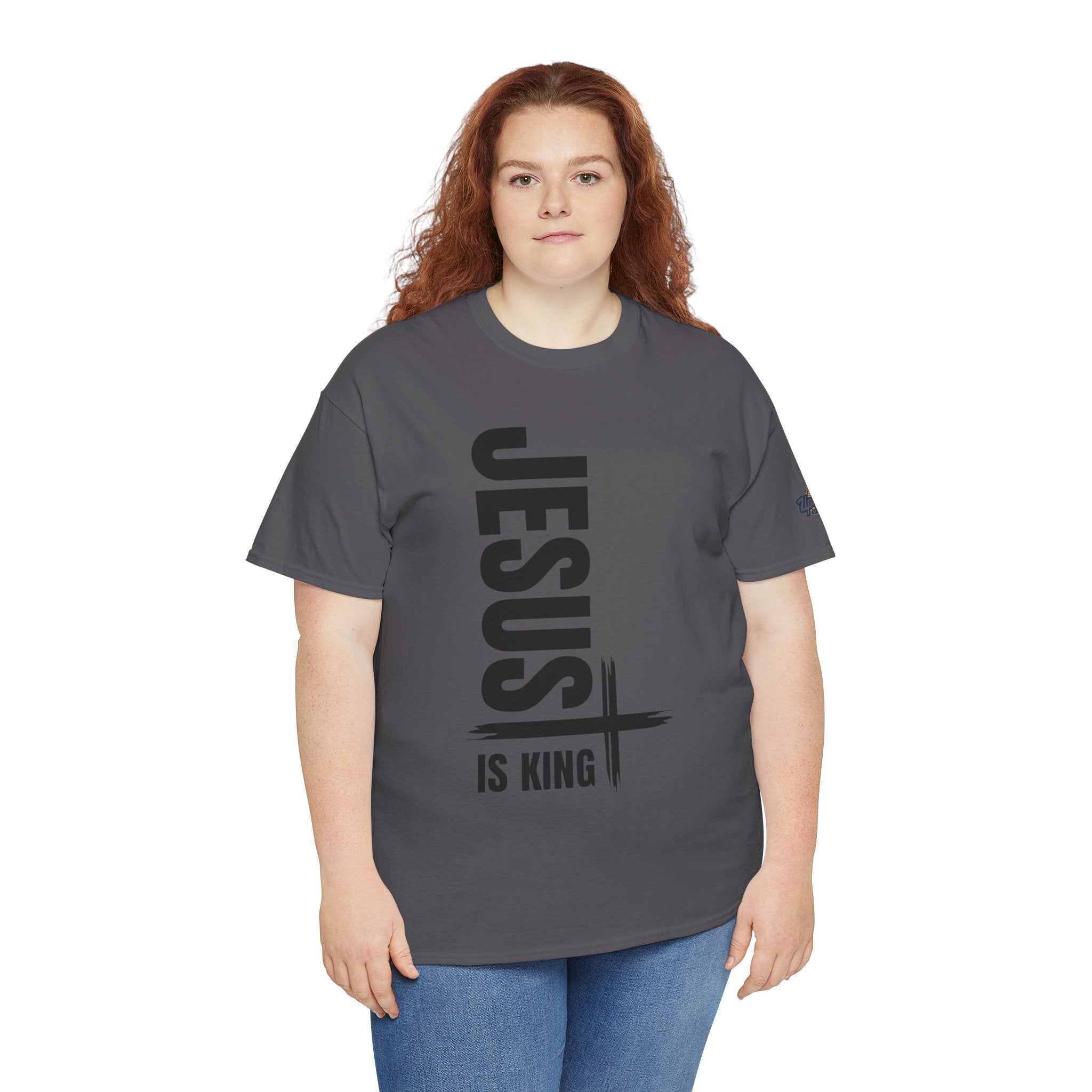 Jesus Is King T-shirt | Modern Typographic Cross Christian T-shirt Printify