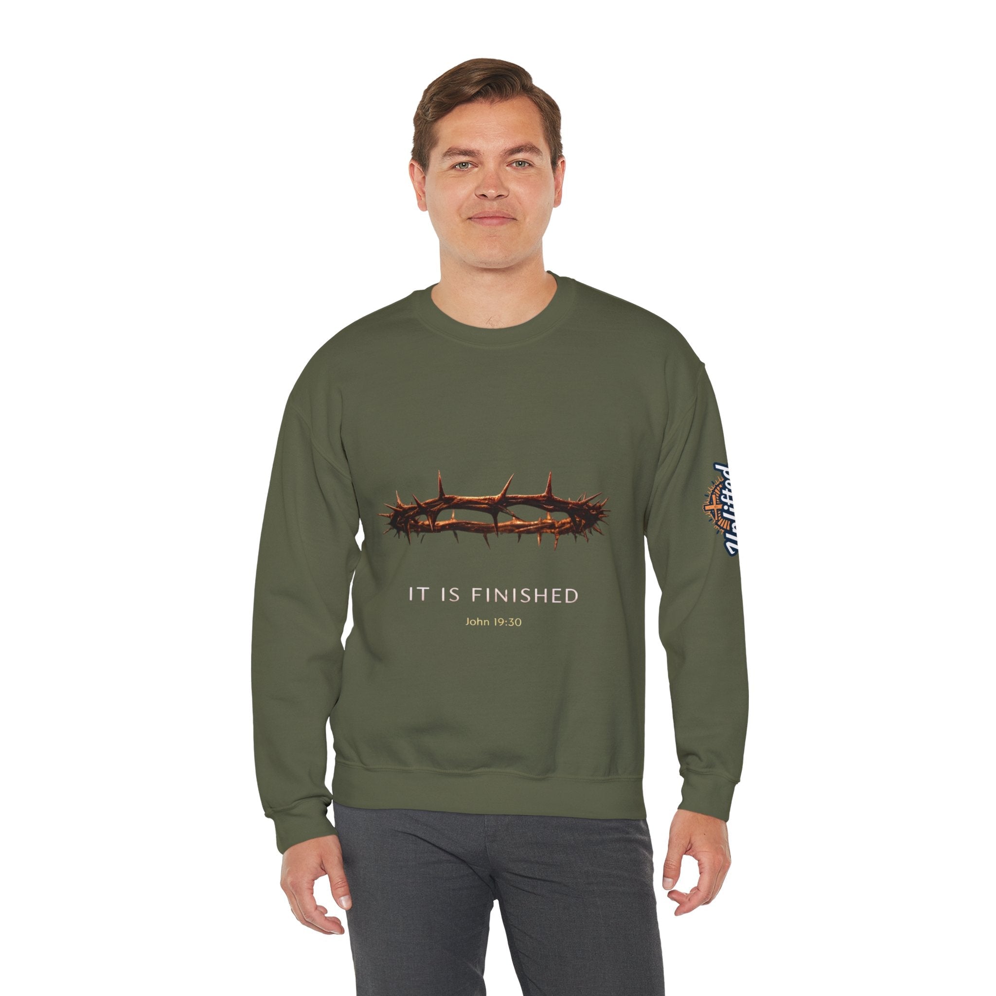 It Is Finished Crown of Thorns Sweatshirt — Christian John 19:30 Faith Sweatshirt Printify