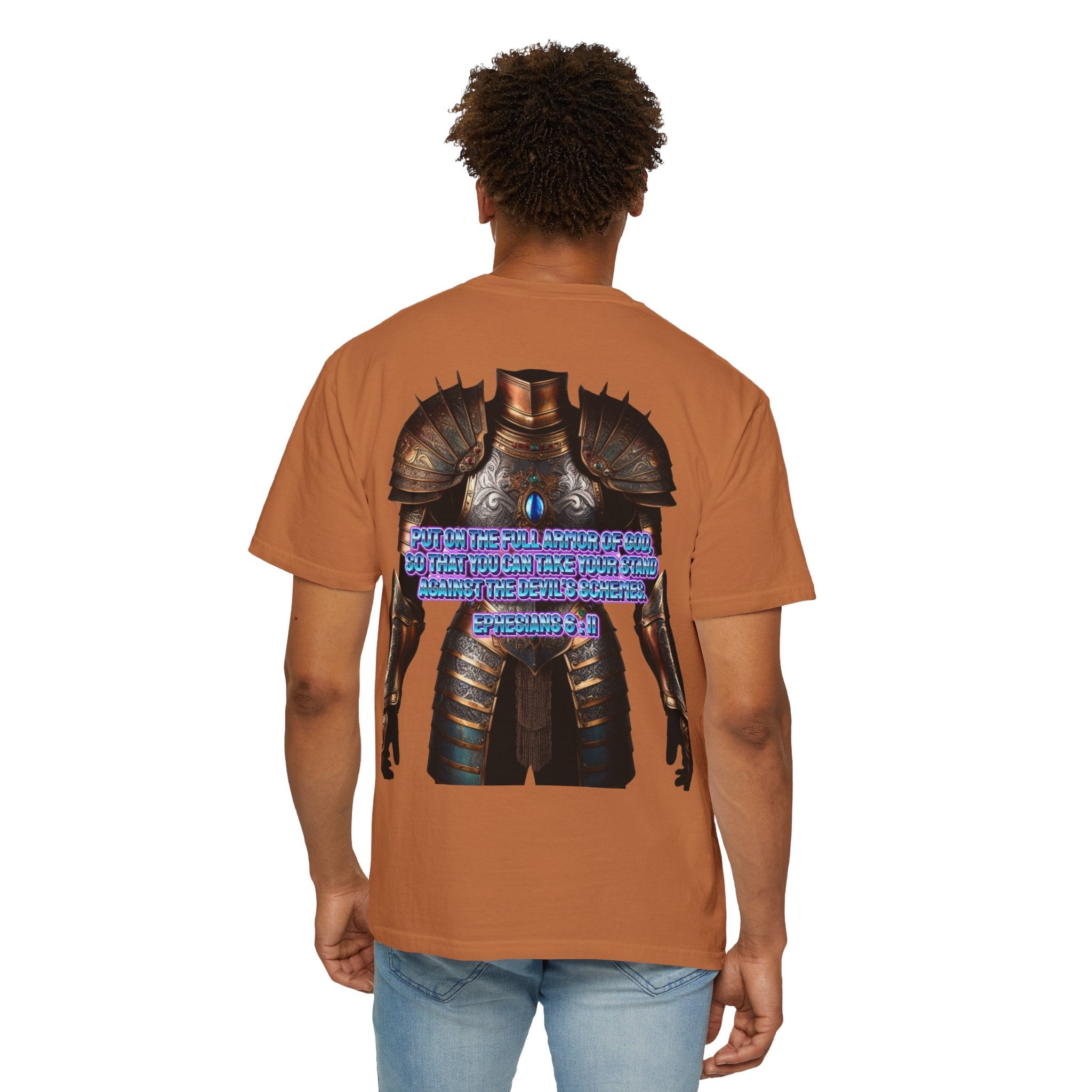 Religious Graphic Tee with Armor Of God Design - Unisex Garment-Dyed T-shirt Printify
