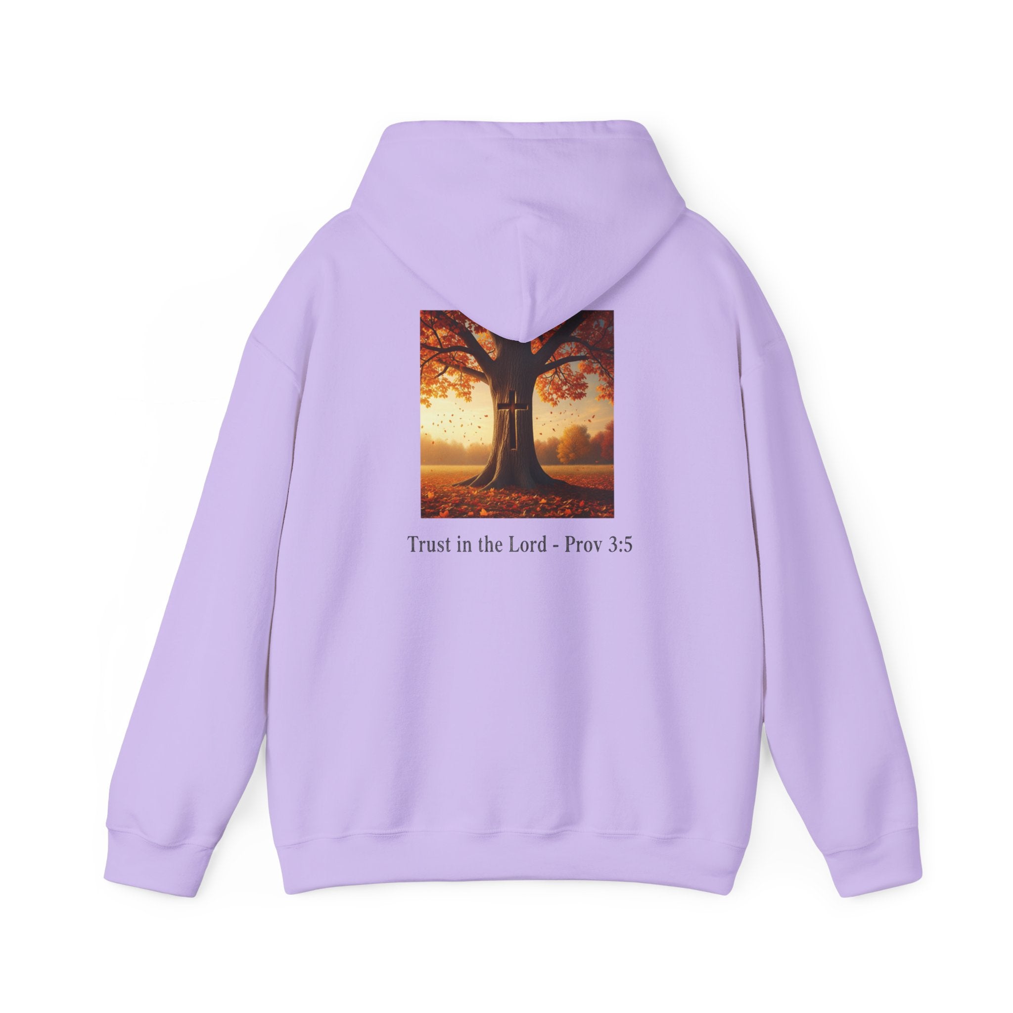 Trust in the Lord Hoodie – Autumn Tree Proverbs 3:5 Christian Hoodie for Cozy Faith Printify