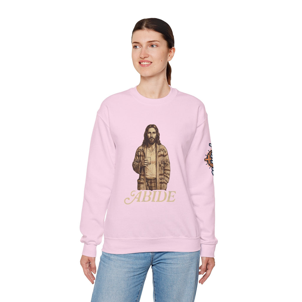Abide Jesus Sweatshirt — Vintage 'The Dude' Religious Graphic Sweatshirt Printify