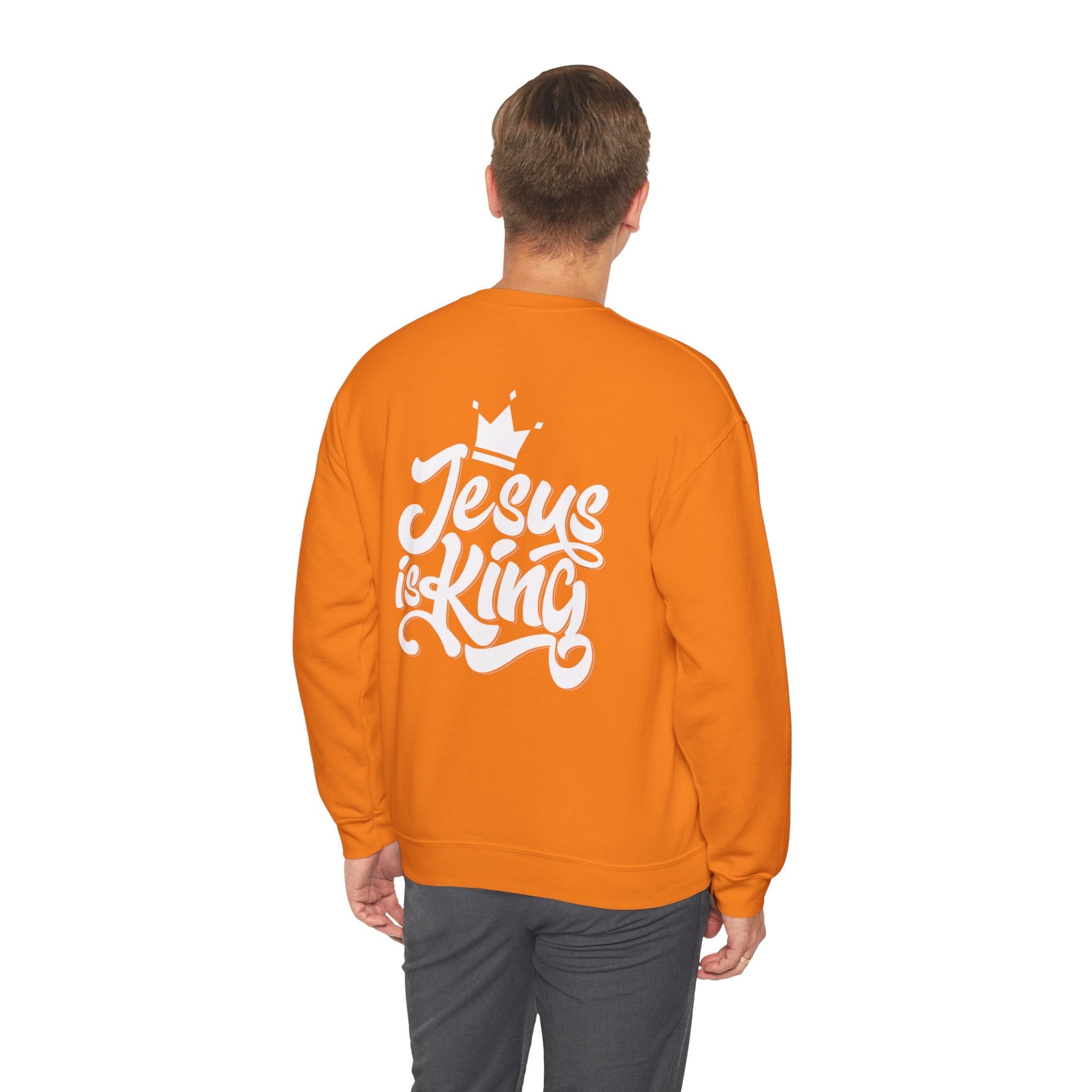 Jesus is King Sweatshirt – Bold Crown & Cross Christian Hoodie for Eternal Faith & Comfort Printify