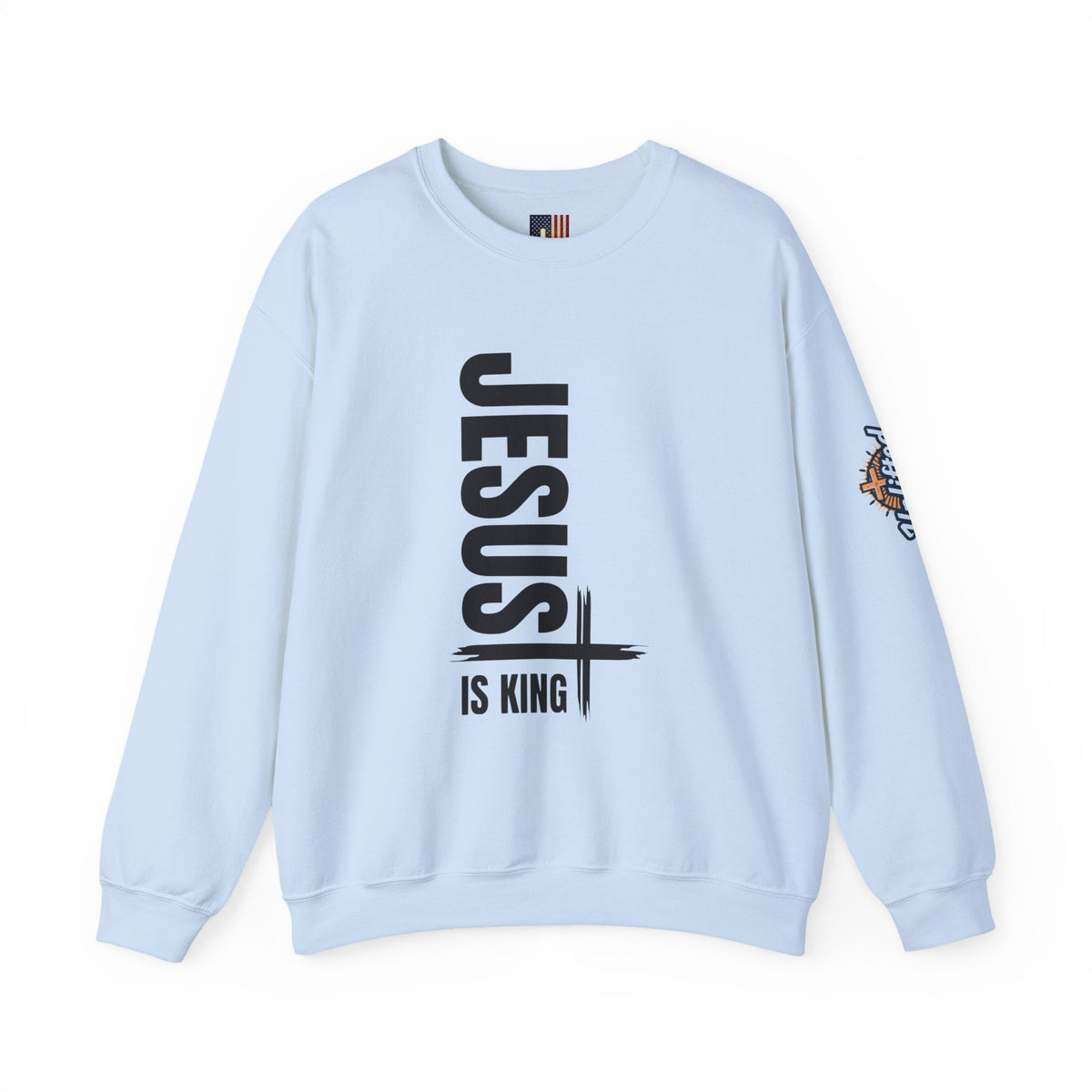 Jesus Is King Sweatshirt | Modern Typographic Cross Christian Sweatshirt Printify